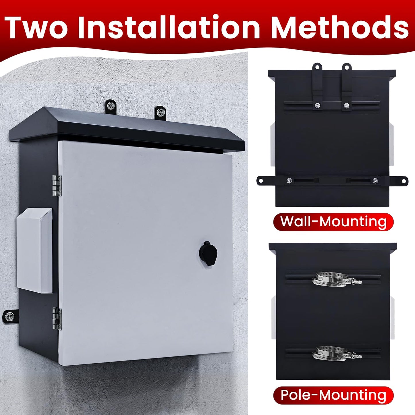 Outdoor Electrical Box with Fan and Thermostat,Weatherproof Electrical Enclosure with Dual Air Vents,Equipment Enclosure with Removable Mounting Plate,Wall/Pole Mounted (19.7" x 17.7" x 7.9")