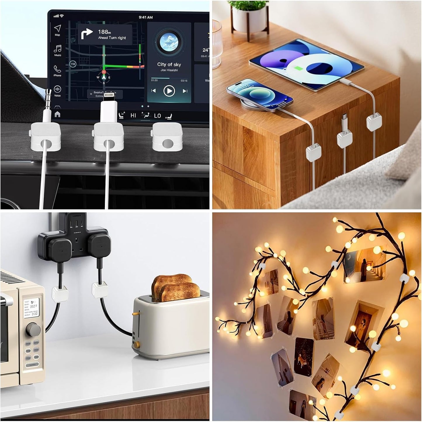 SDICSN 9 Pack [1S Magnetic Cable Clips Lock] Cord Organizer Spring Cable Holder Clips Cord Holder for Under Desk