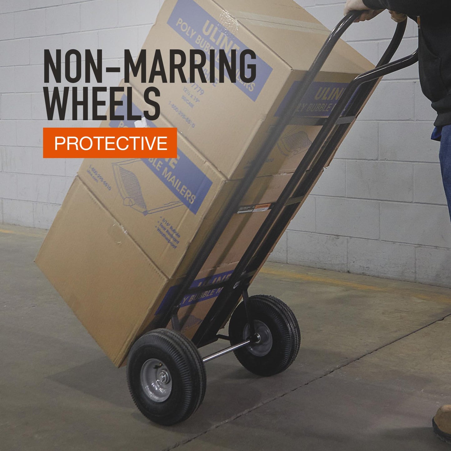 Ironton Steel Pneumatic Hand Truck Dolly, 600-Lb Capacity, Heavy-Duty Steel Frame, 10-in Pneumatic Tires, P-Style Handle, 14" x 8.5" Toe Plate