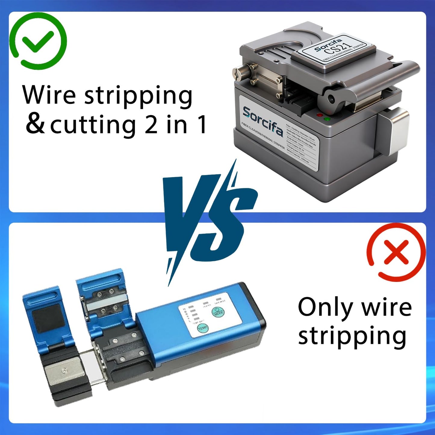 Optical Fiber Cleaver,Fiber Optic Stripper for Ribbon or Simplex Fiber,2 in 1 Stripping and Cutting,Optic Cutter Cleaver Fiber with 16-Port Blade,Automatic Heating Stripping Tool for 1-12 Strands