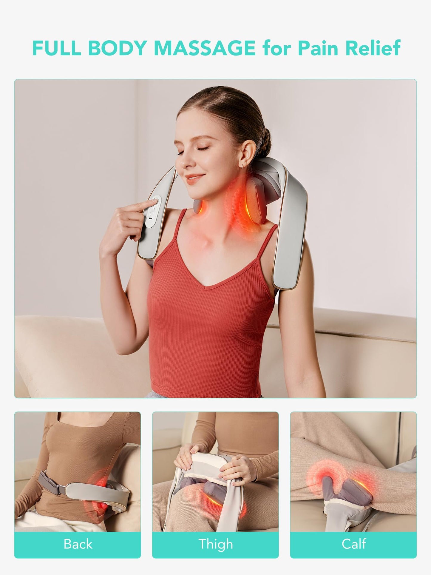 SKG H5mini Neck and Traps Massager with Heat for Deep Tissue Relief, Father's Day Dad Gifts, 6D Hand Kneading, Cordless Neck and Shoulder Massager, Hands-Free Wireless for Men and Women