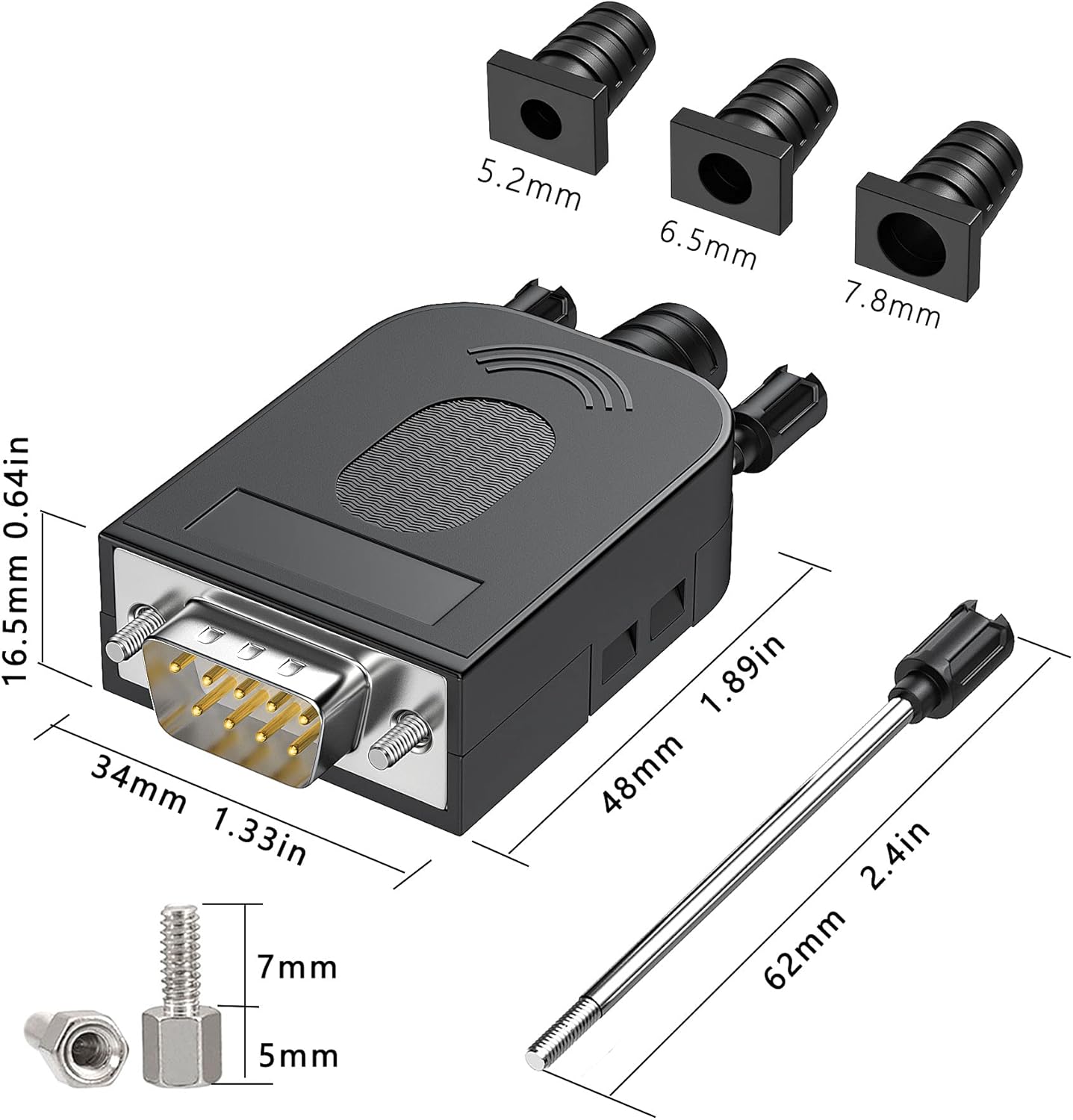JUXINICE 2PCS DB9 DB-9 adapters9 RS232 RS485 DB9 Breakout Connector Male PIN Adapter to Wiring Terminal,No Soldering