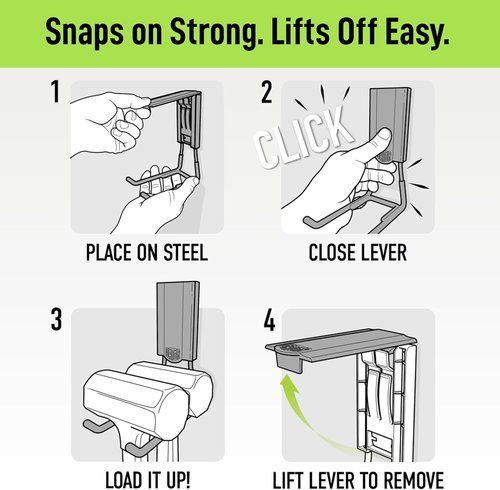 GATOR MAGNETICS Heavy Duty 4.5 in Magnetic Hooks | 45 lb Capacity with Easy-Release Grip – 3 Pack for Garage & Home Storage