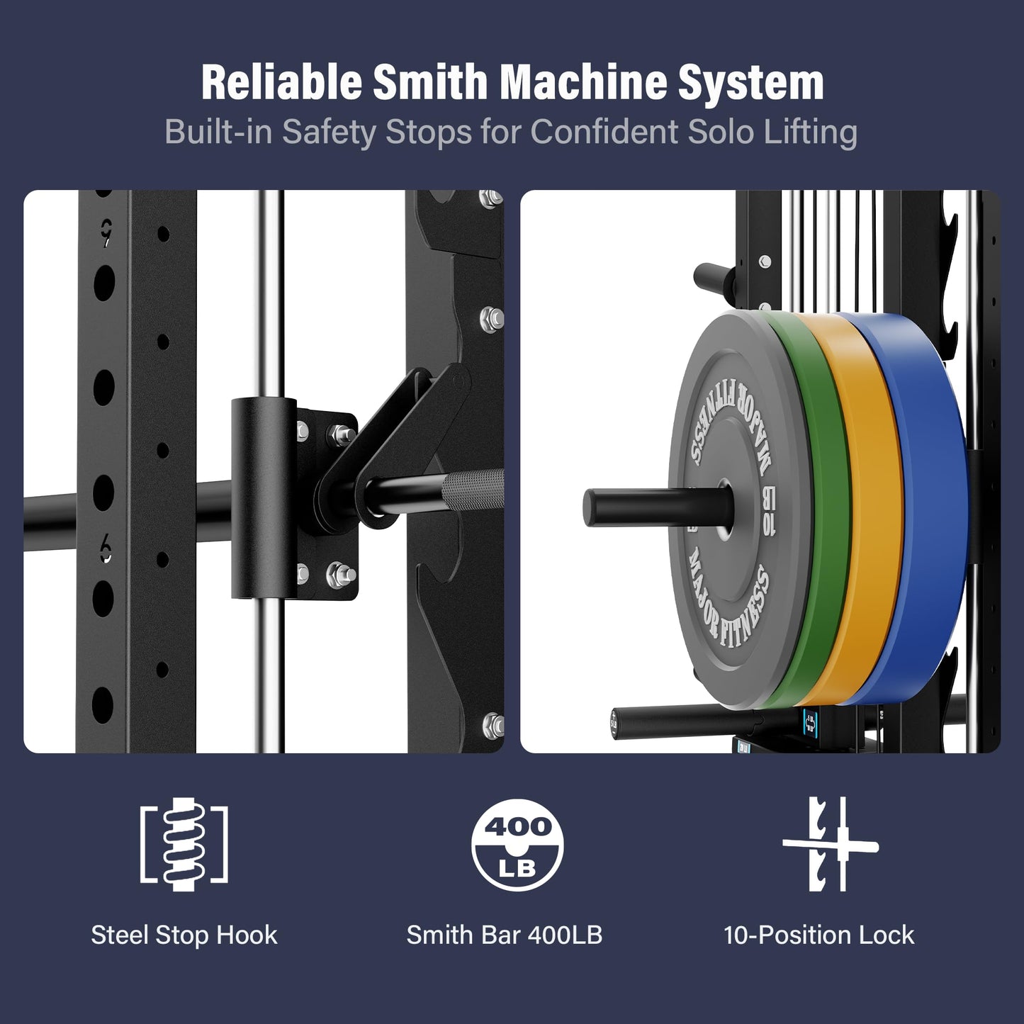 Major Fitness Drone2 Premium Training Smith Machines– All-in-One Home Gym Squat Rack with Aluminum Pulley Set , Weight Bar, Dual LAT Pull-Down Systems (SL D2AW ONLY)