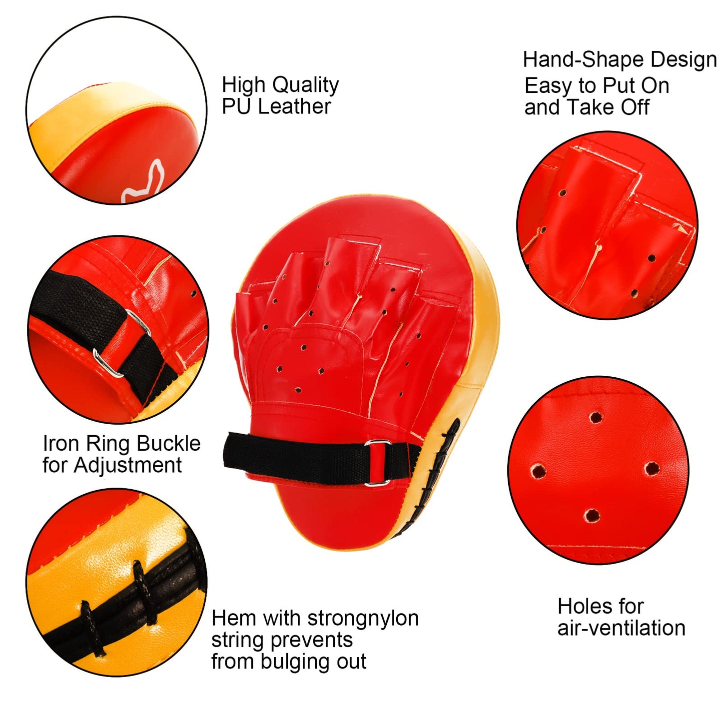 WUWEOT 2-in-1 Punching Mitts Kick Pack Set, Boxing Gloves Taekwondo Kick Pad, Boxing Pads Curved Focus Punching Mitts, Adjustable Soft Shield Durable Training Pads Set
