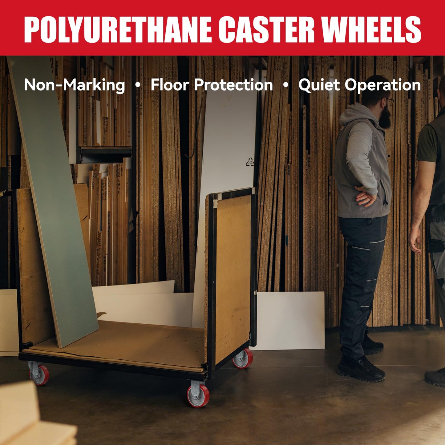 CWfutureparts 4" Industrial Heavy Duty Casters Set of 4, Polyurethane on Cast Iron Caster Wheels, 4 Swivel, 1800 lbs Capacity, for Cart, Workbench, Toolbox, Equipment