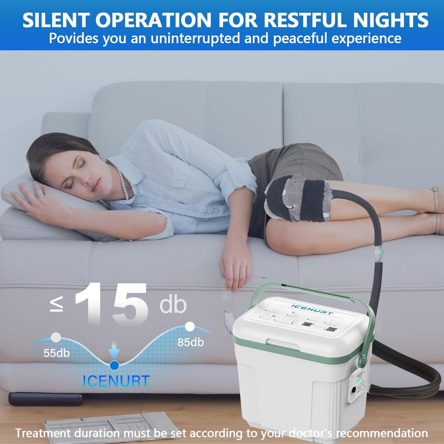 ICENURT Cold Therapy Machine with Programmable Timer, Ice Machine for Knee After Surgery, Knee Replacement Recovery System, Cryotherapy Pain Relief w/Compression Pad