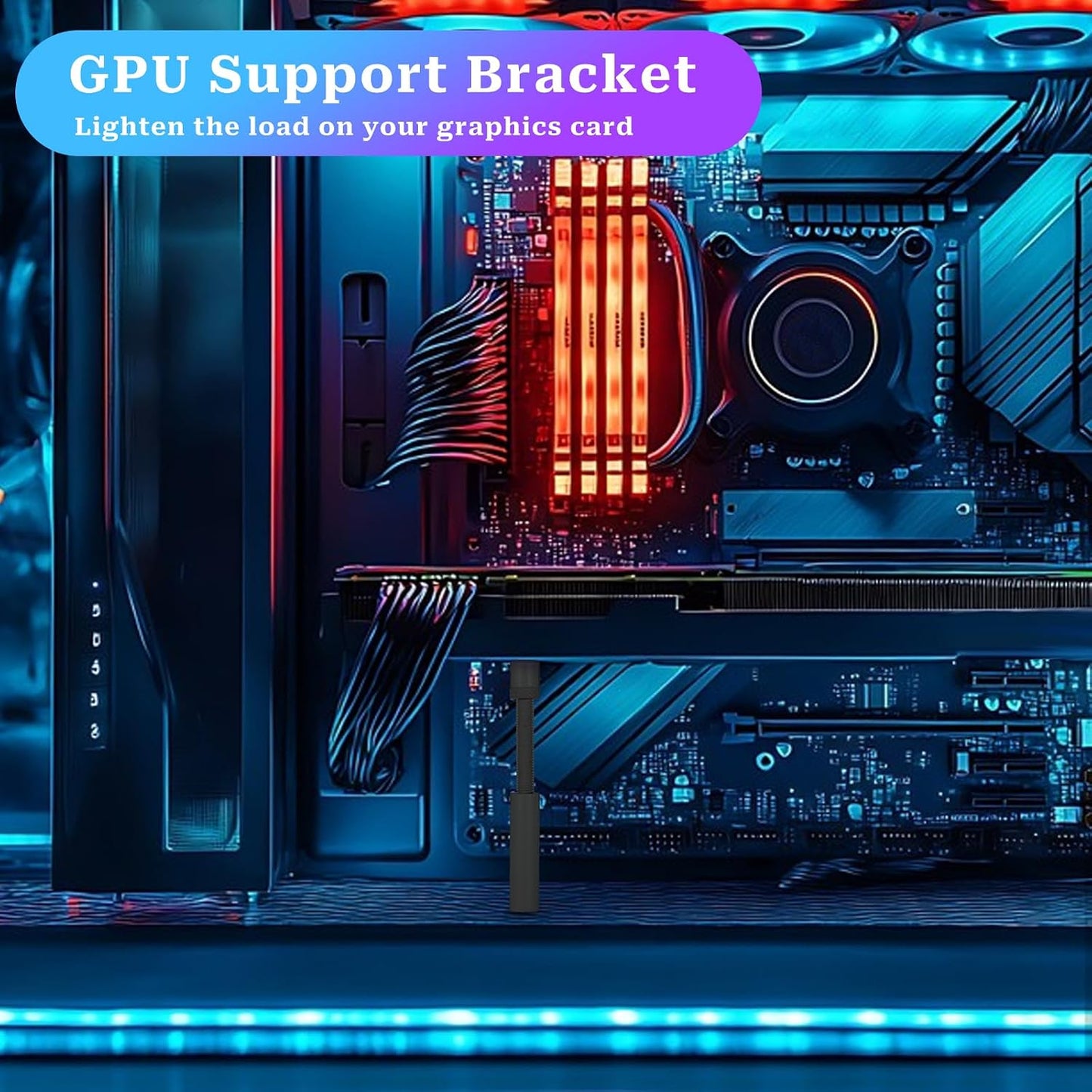 Jxiwfvl 74-120mm) Black Graphics Card Gpu Support Bracket Vertical Gpu Mount Adjustable Height Sag Brackets with Magnet