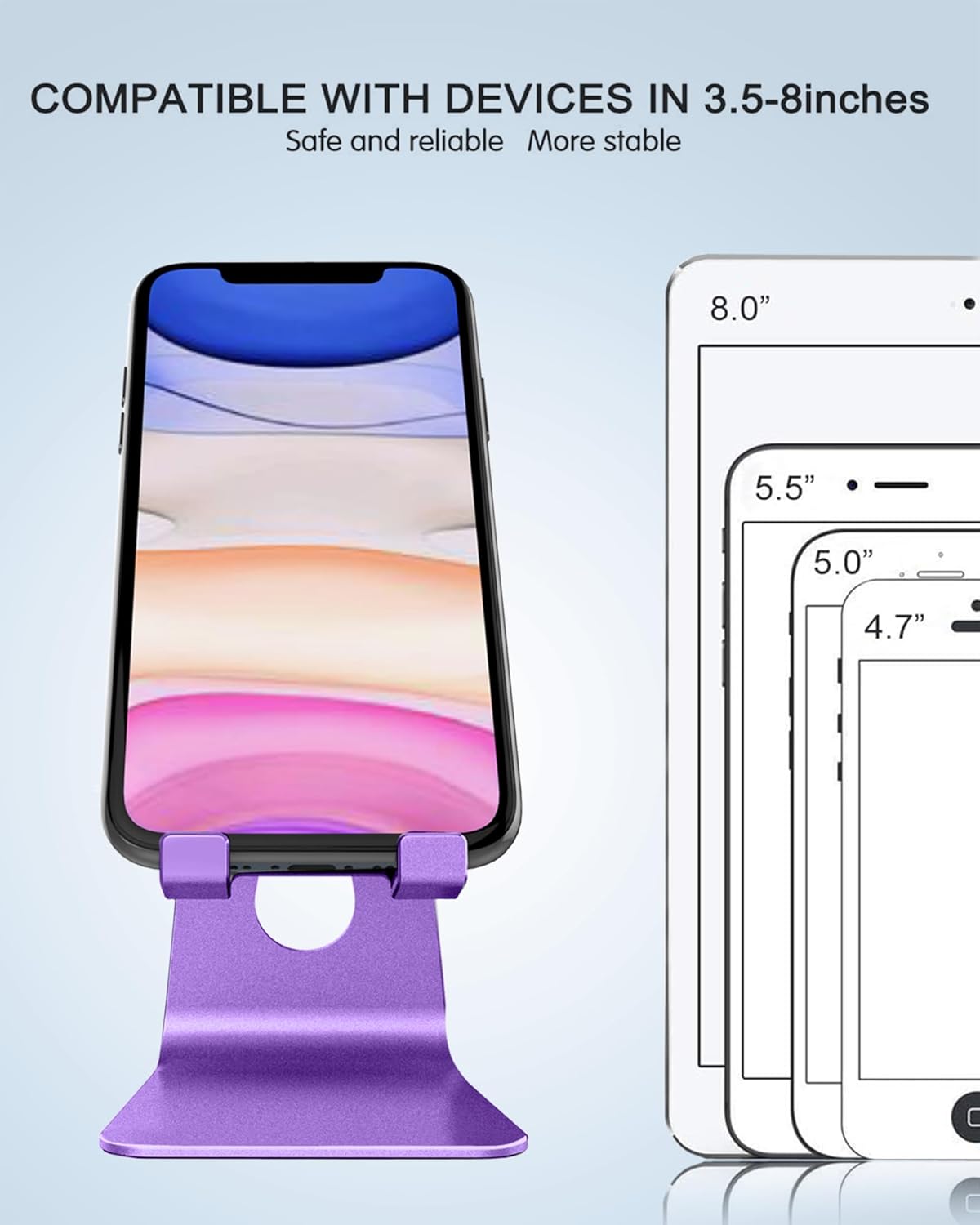 CreaDream 15 14 13 12 11 Adjustable Cell Phone Stand, Phone Stand, Cradle, Dock, Holder, Aluminum Desktop Stand