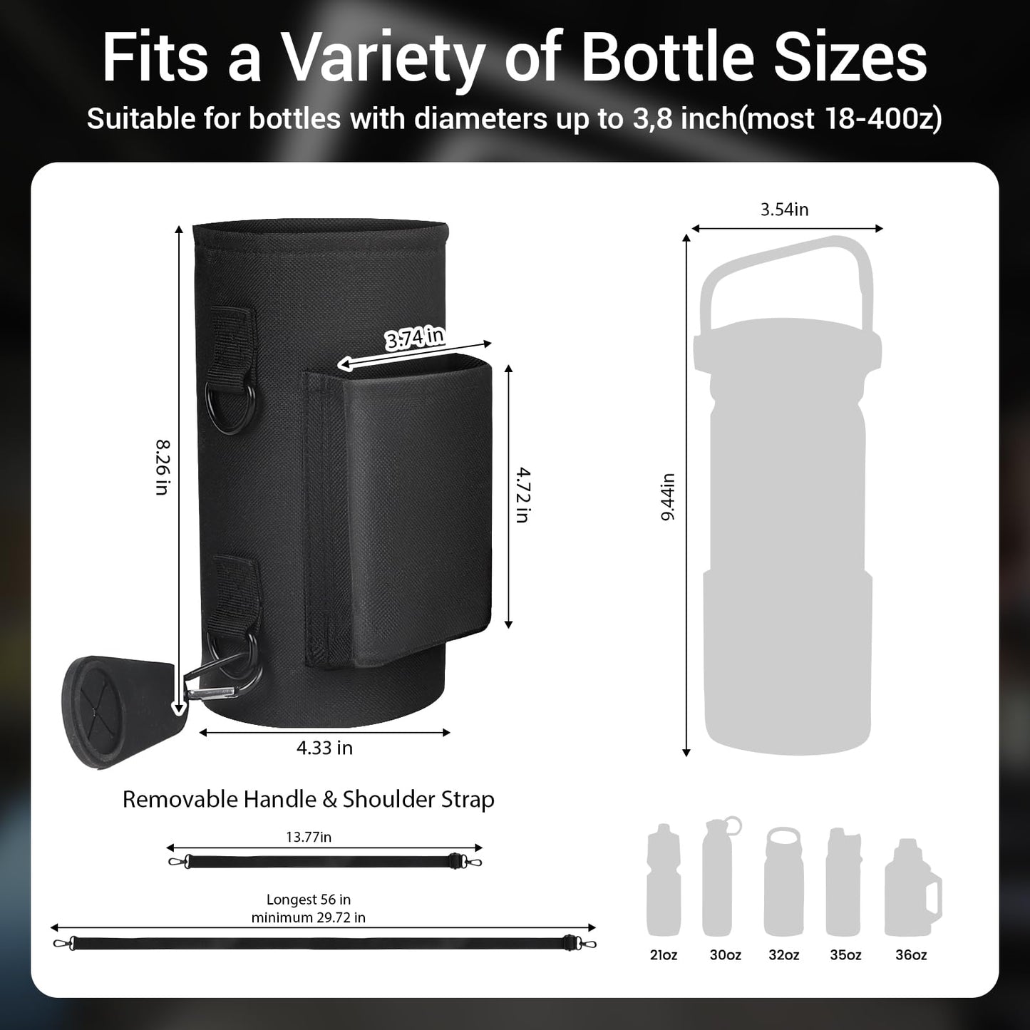 Magnetic Gym Bag with Phone Pocket Water Bottle Holder – 6 Built-in Magnets for Hands-Free Use – Ideal for Workouts, Outdoor, Travel – Securely Attaches to Equipmen (Black)