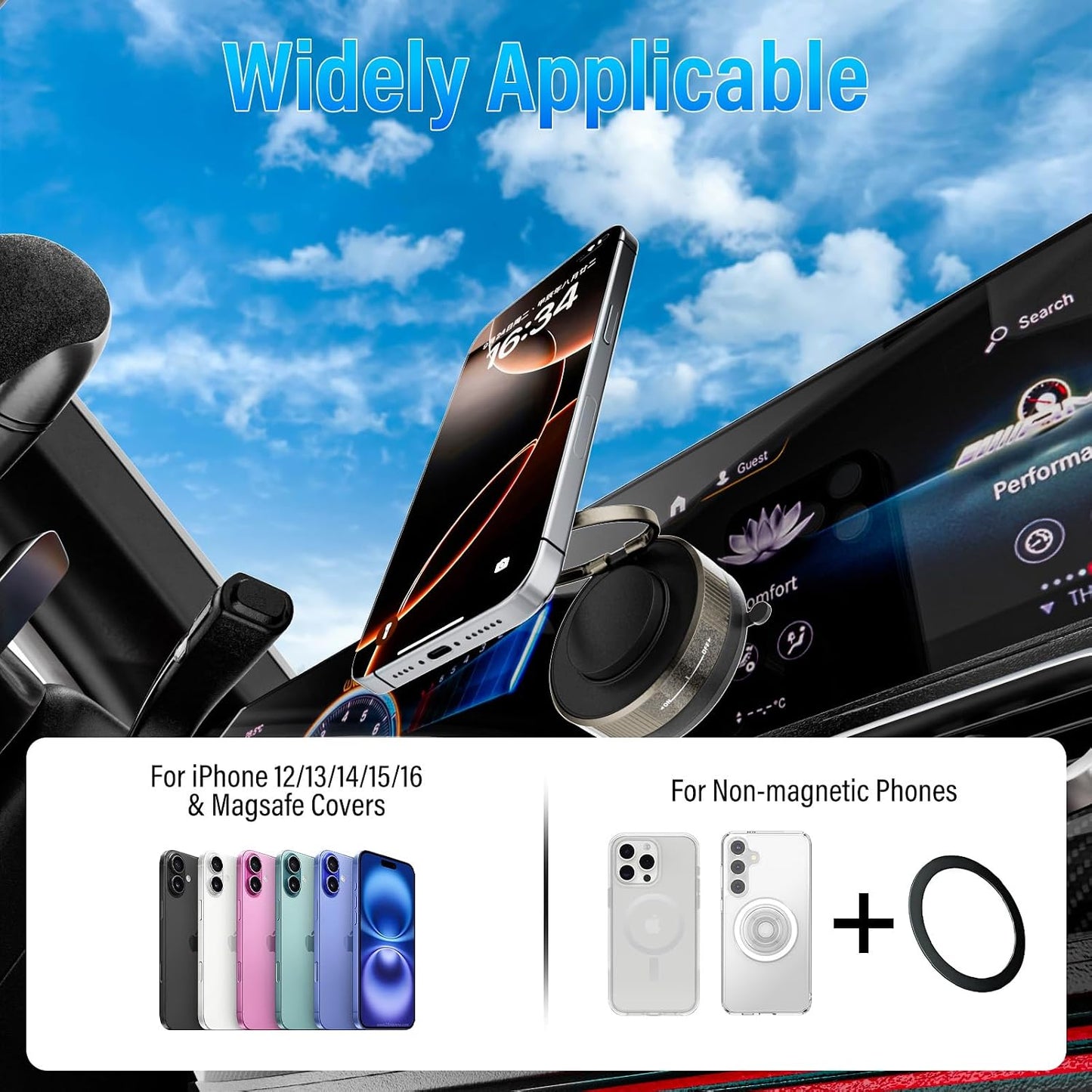 Belcompany 2025 360 Upgraded Vacuum Magnetic Phone Holder, Magnetic Suction Phone Mount for MagSafe, Foldable