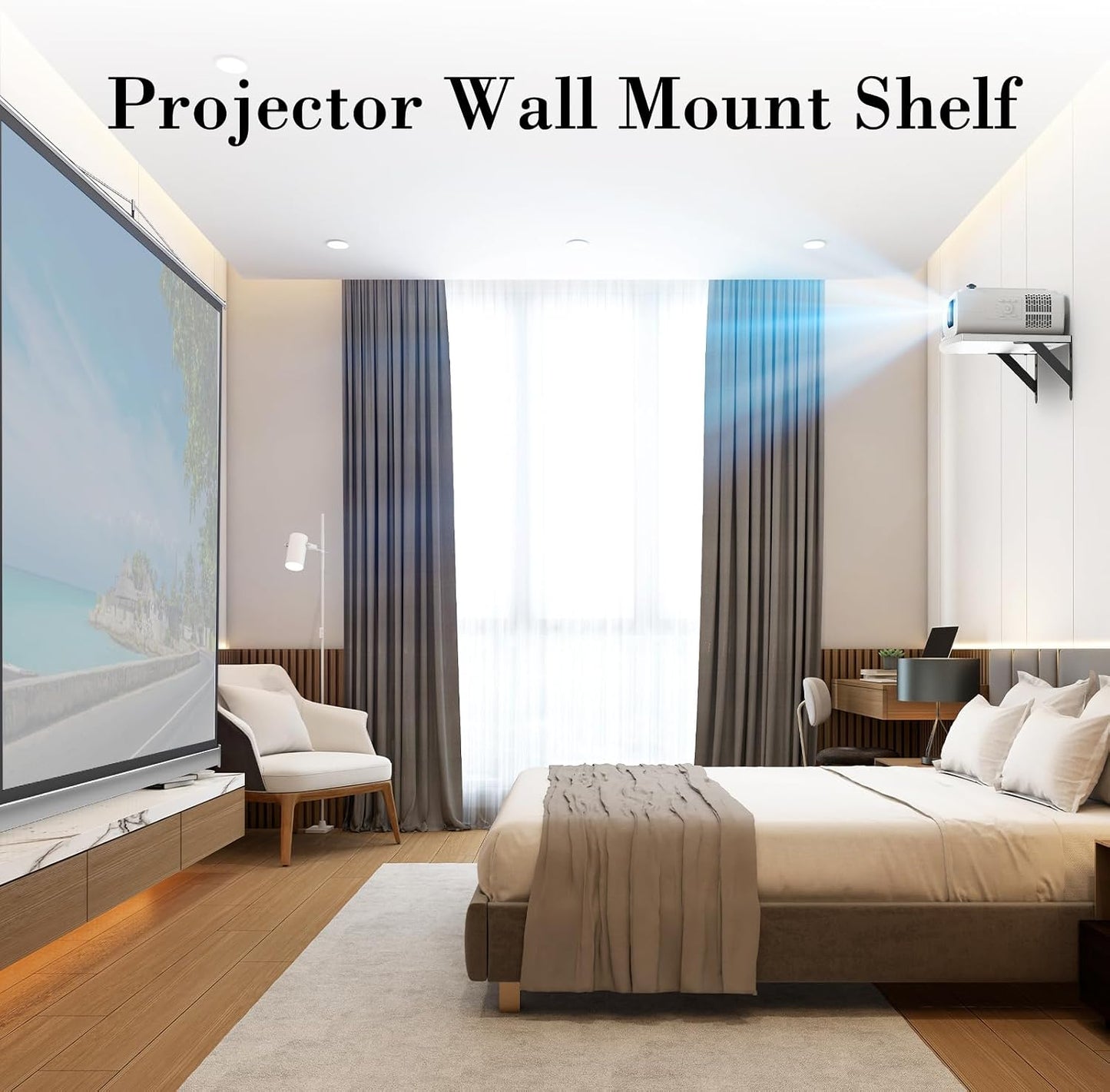 15.7 9.8 inch DAWASAPAT Projector Wall Mount Floating Shelf, * White Mini Shelf Stand/Rack Holder/Router Shelf Modem