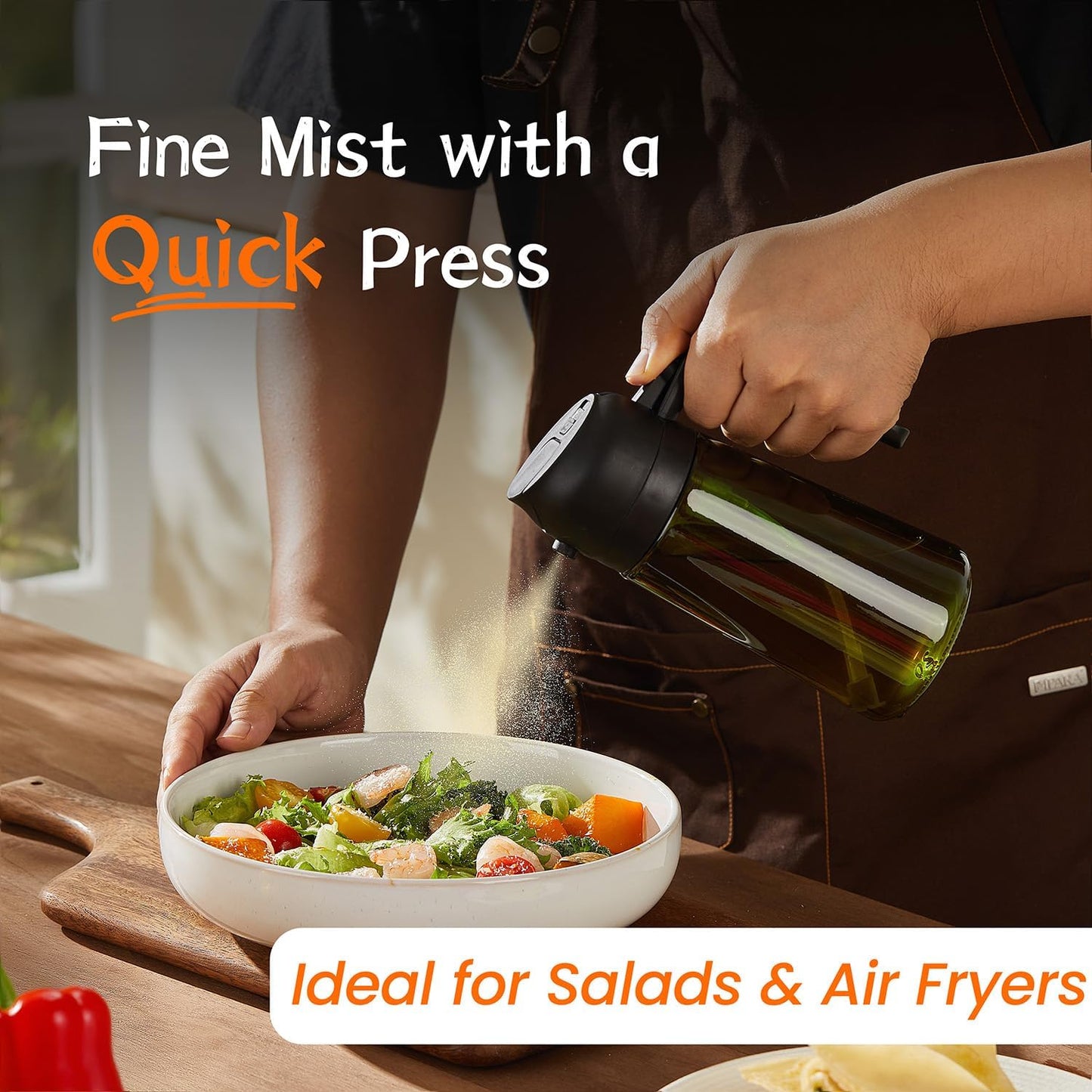 TrendPlain - Olive Oil Dispenser Bottle | 16oz/470ml Kitchen Gadget for Cooking & Air Fryer - Black