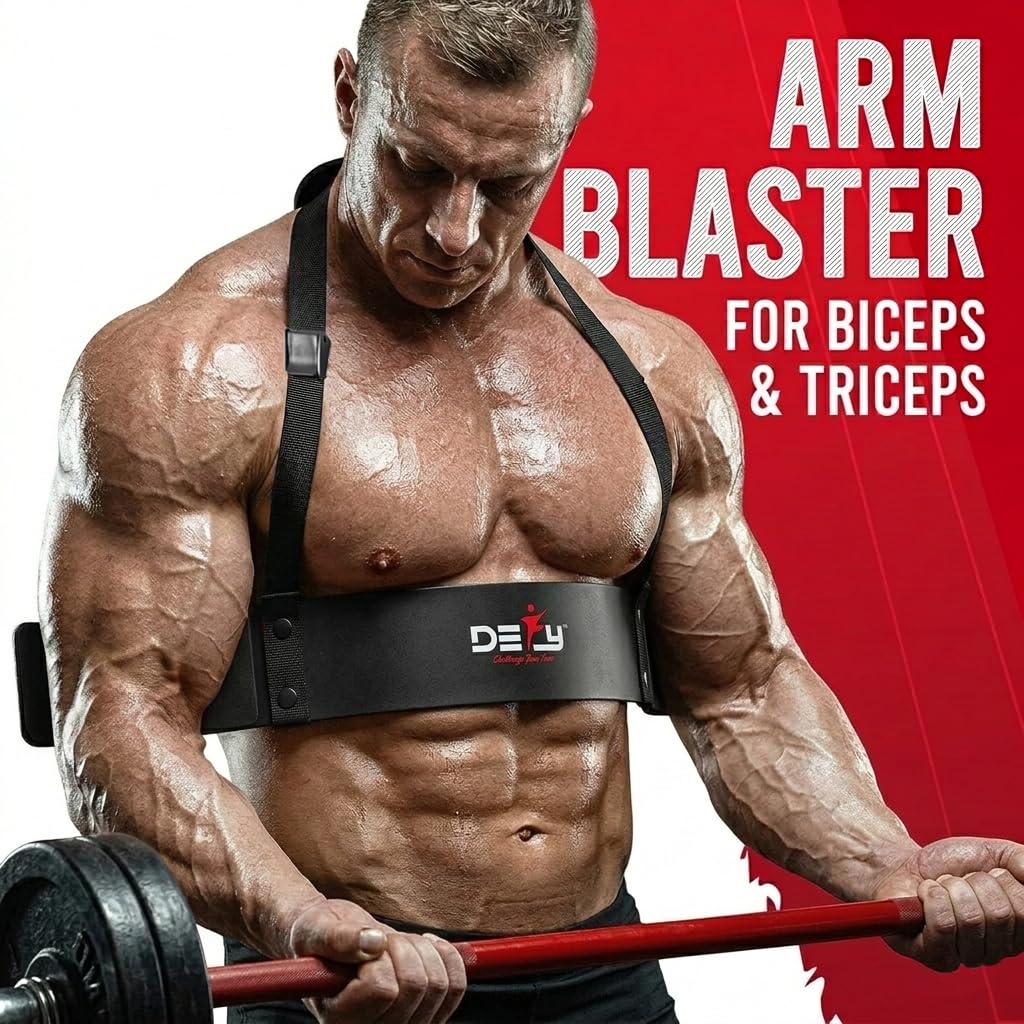 DEFY Arm Blaster for Biceps and Triceps Adjustable Curl Support with Durable 7mm Aluminum Plate and Neck Pad for Strength Training Bodybuilding isolator Curl Machine - Black