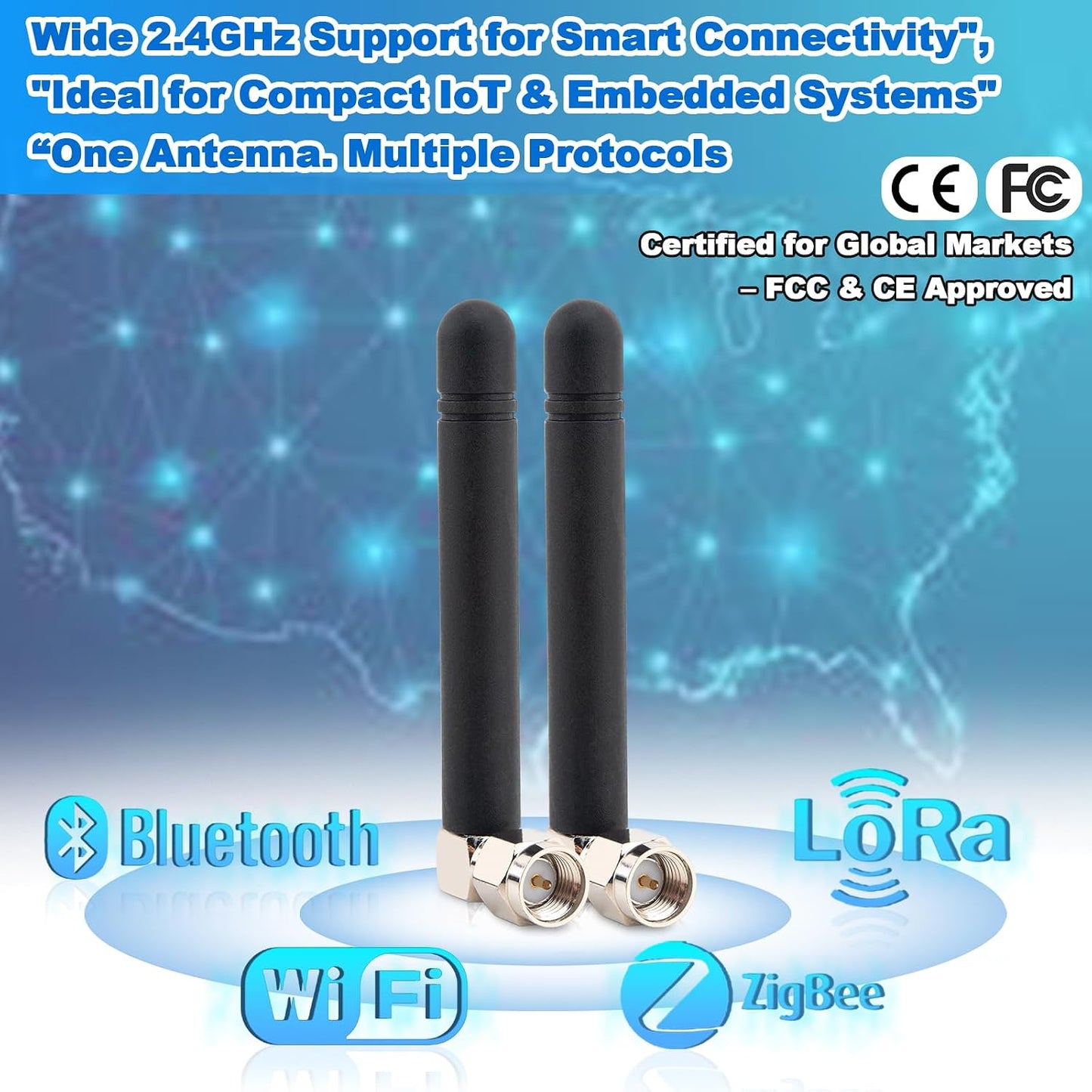 Kaunosta 3dbi 2.4GHz 2.4G 5CM RF1.13 15cm 2PCS WiFi Antenna SMA Male (Inner Pin) Network Bluetooth FPV Small Omni
