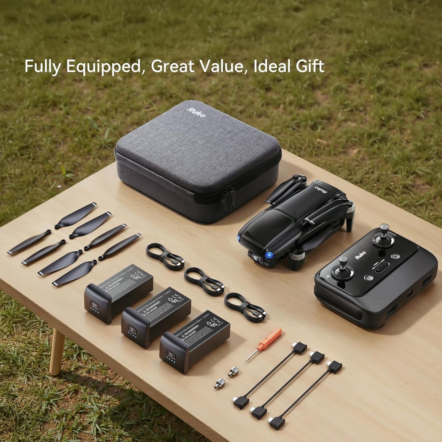 Ruko Drone with 4K UHD Camera for Adults with 3-Axis Gimbal, 8K Photo, Under 249g FAA-Exempt, 96 Mins Flight (3 Batteries), 20,000ft Transmission, GPS with Beeper, Auto Return, Beginner Friendly
