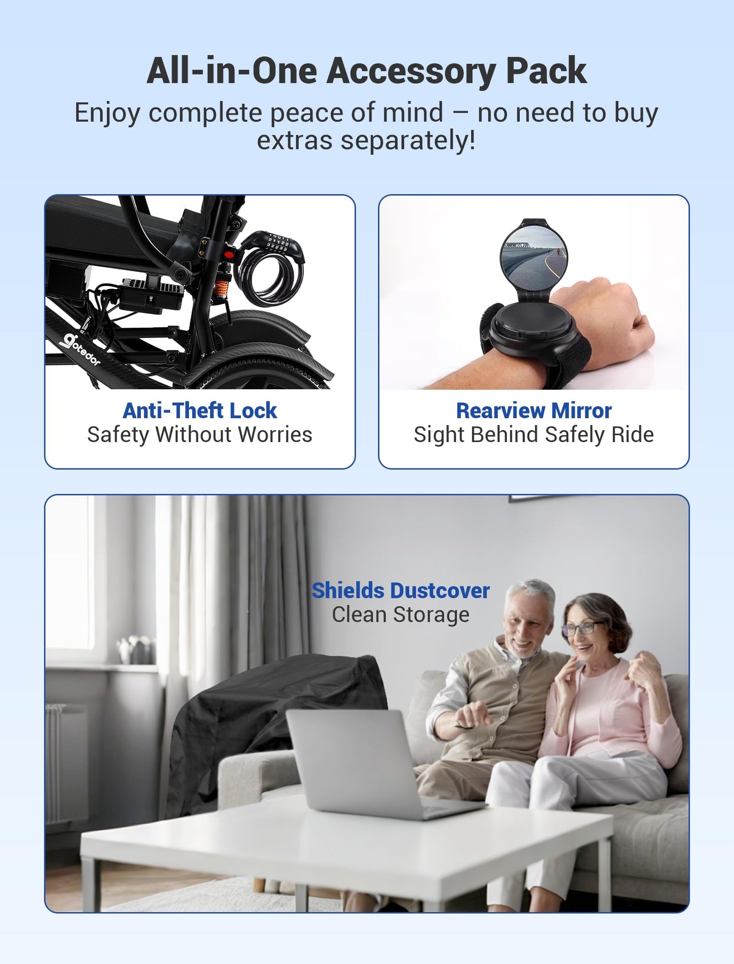 Aotedor Carbon Fiber Electric Wheelchair,37 lbs Lightweight Yet Stable,30 Mile Long Range,Dual 12AH Batteries, Airline Approved Foldable Power Wheelchair for Seniors, Safer & More Comfortable Travel