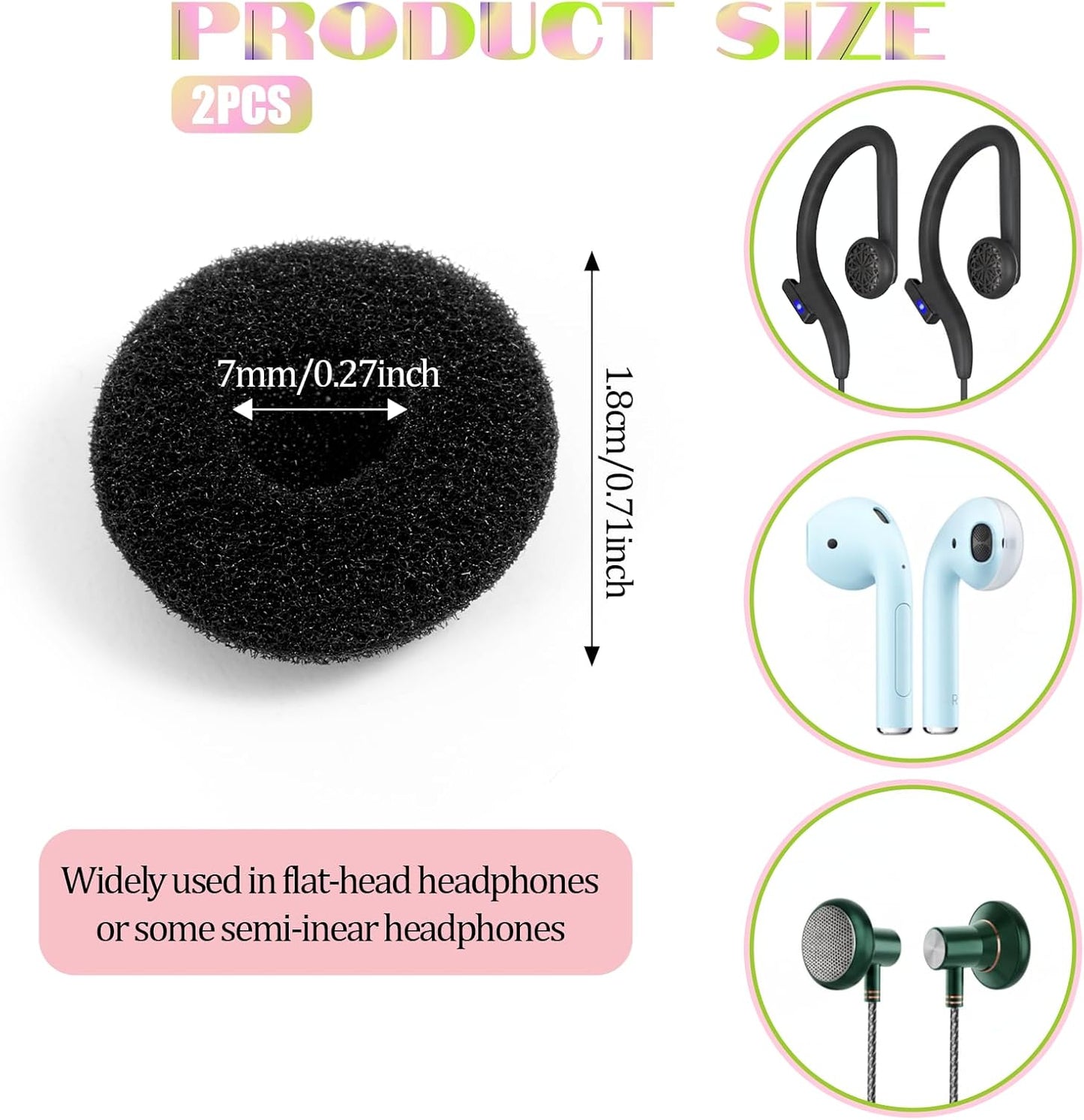 LXUEJIE 50 18mm Headsets, Pcs Earbud Sponge Cover Protector, Soft Foam Tips Earbud Covers, Black Replacement Sponge