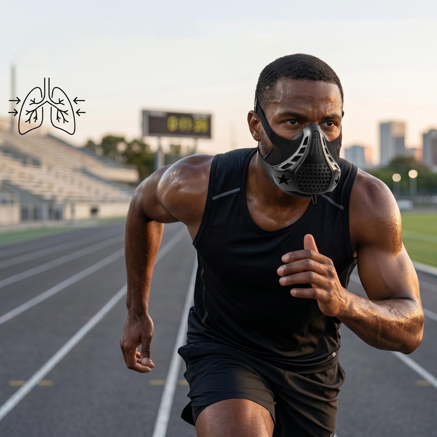 Otbushit High Altitude Training Mask, Black, Adjustable Resistance for Efficient Workouts, Boost Lung Capacity