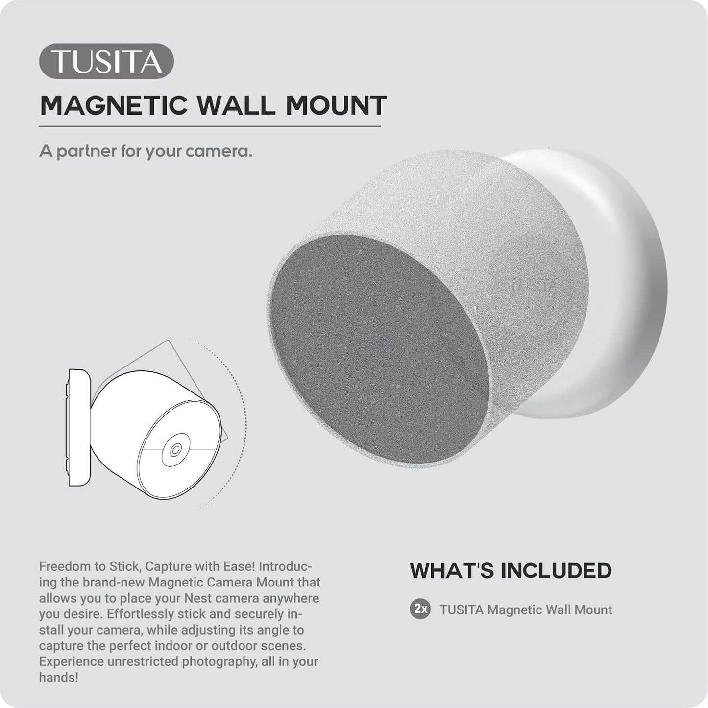 2nd 2-Pack TUSITA Magnetic Wall Mounts Compatible with Google Nest Cam Outdoor or Indoor Generation Cameras