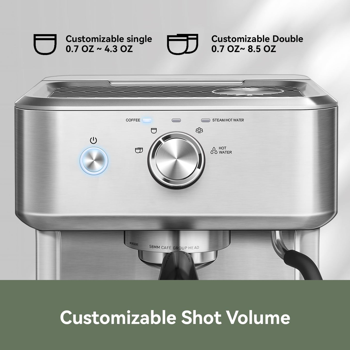 Gevi EzBru 1000 58mm Commercial Espresso Machine | PID & NTC Temp Control, 4 Adjustable Shot/Temp, Powerful Steam Wand & Barista Kit for Home & Café