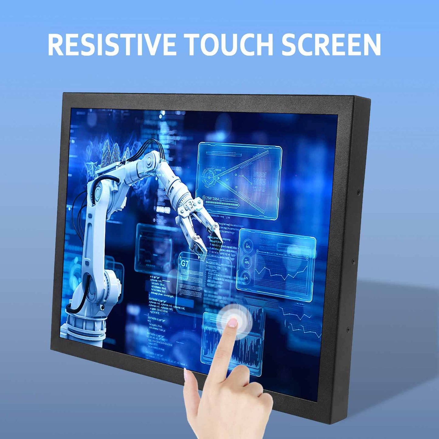 VSDISPLAY Portable Industrial Monitor with Dual Speaker,15 Inch 1024x768 4:3 IPS LCD Touchscreen and VGA DVI Video Input,Metal Shell with Bracket