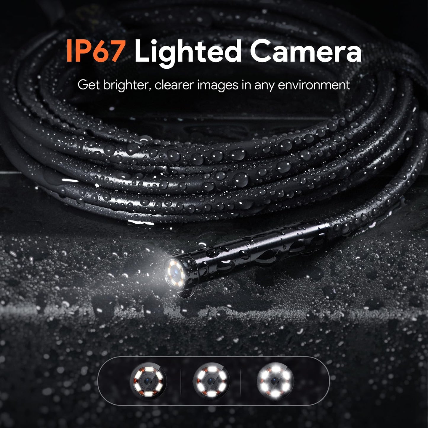 DEPSTECH 50ft Sewer Camera, 1080P HD Triple Lens Borescope, 5" IPS Screen Endoscope with Light, IP67 Waterproof Plumbing Drain Pipe Snake Inspection Camera with 32G Card, Carry Case