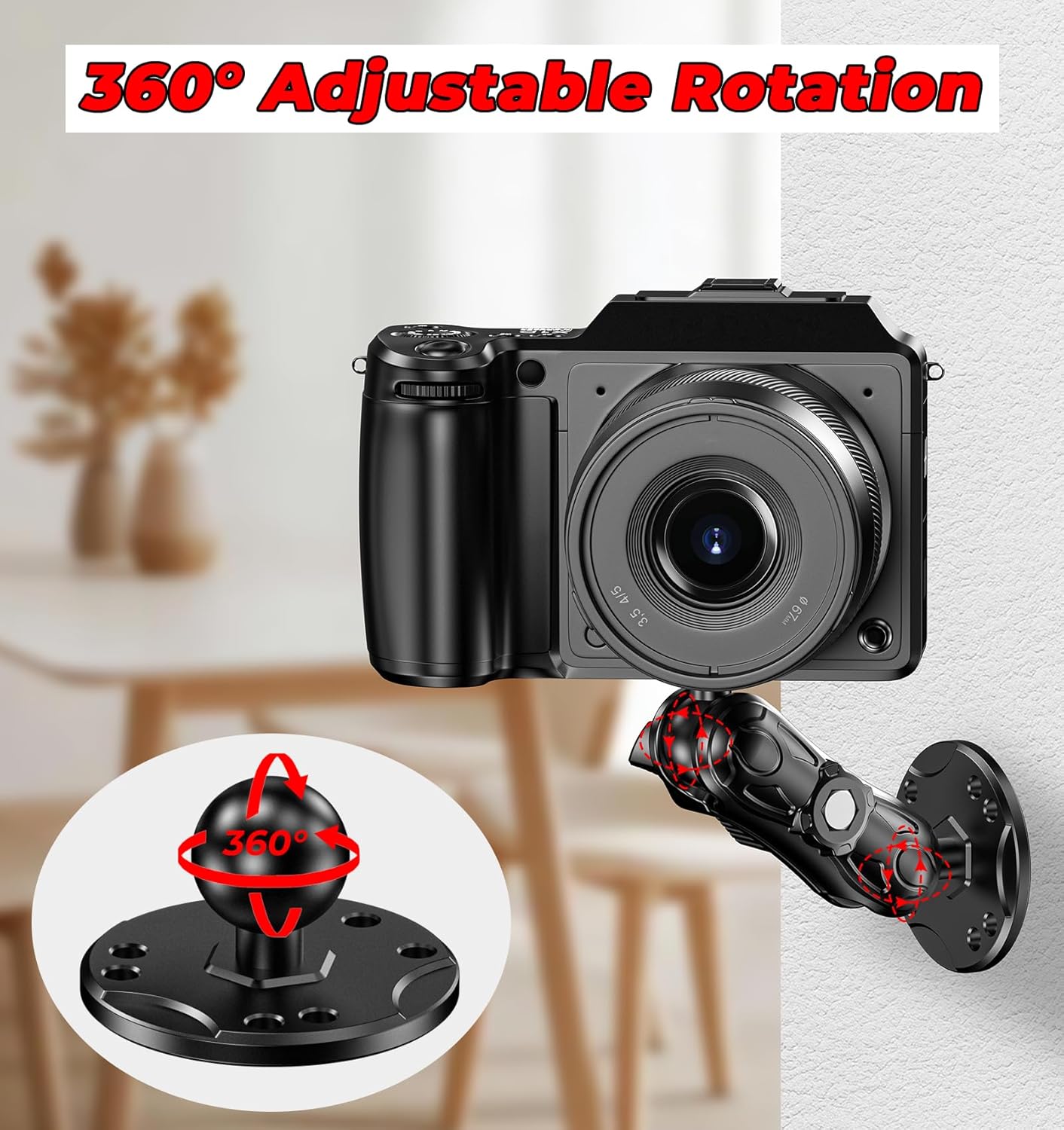 VAZESWIN 1/4" Insta360 360 1" Aluminum Alloy Camera Mount - with Thread Tripod Adapter for Gopro DJI Action Cameras