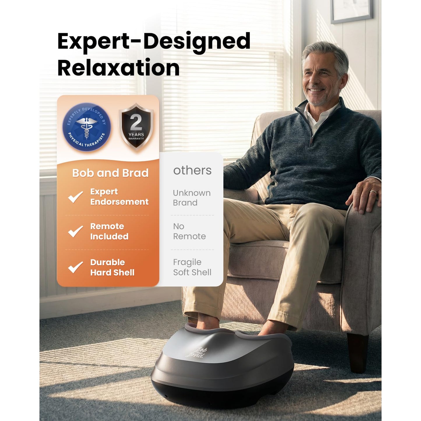 BOB AND BRAD Shiatsu Foot Massager with Heat and Remote, Deep Kneading Electric Feet Massager for Foot Fatigue, Fits US Size 12, Fathers Day Dad Gifts for Men Husband