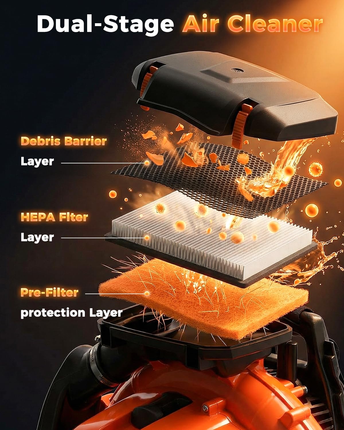 80cc Gas Backpack Leaf Blower, 900CFM 206MPH 2-Stroke Engine, Heavy-Duty Leaf & Snow Blower for Lawn, Garden & Commercial Use (Orange)