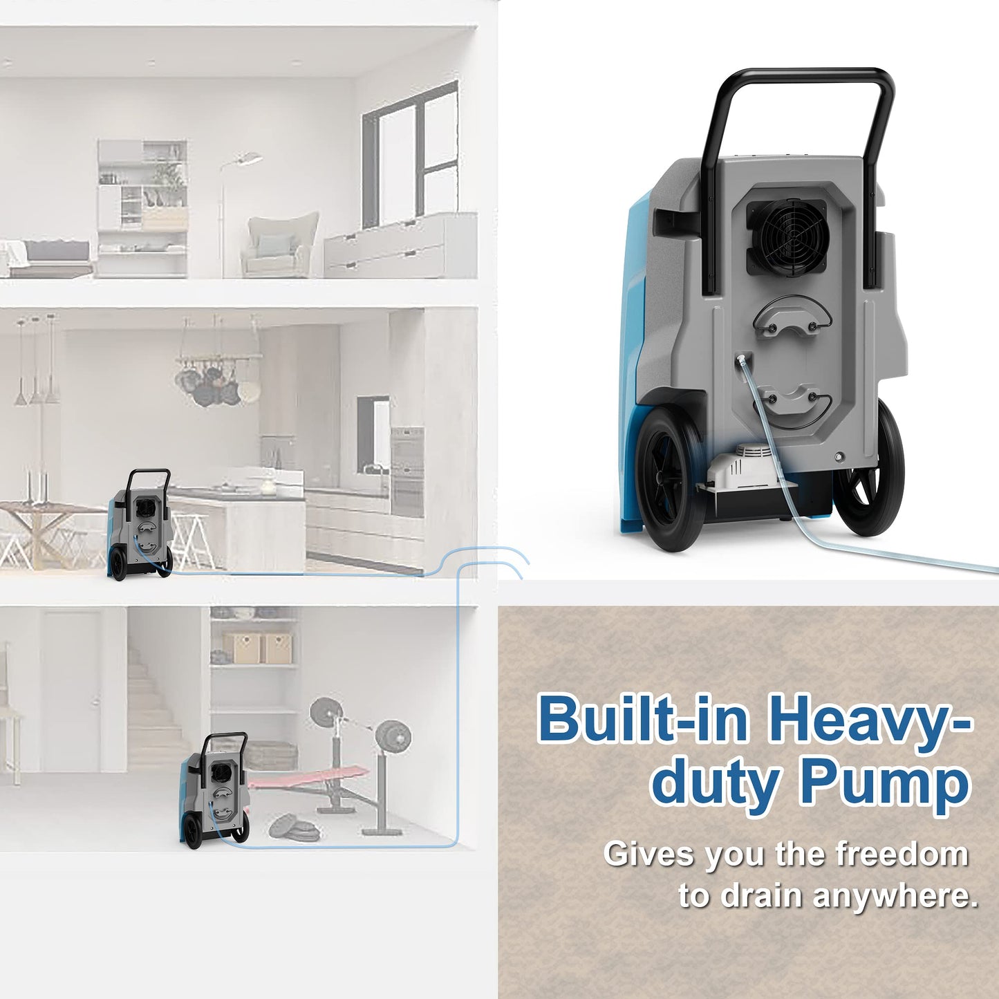 ALORAIR 180 Pints Smart WiFi LGR Commercial Dehumidifier with Pump Drain Hose, 2,300 Sq.Ft Dehumidifier Portable Industrial Dehu with Wheels for Water Damage Restore, Basements, Garages, and Job Sites