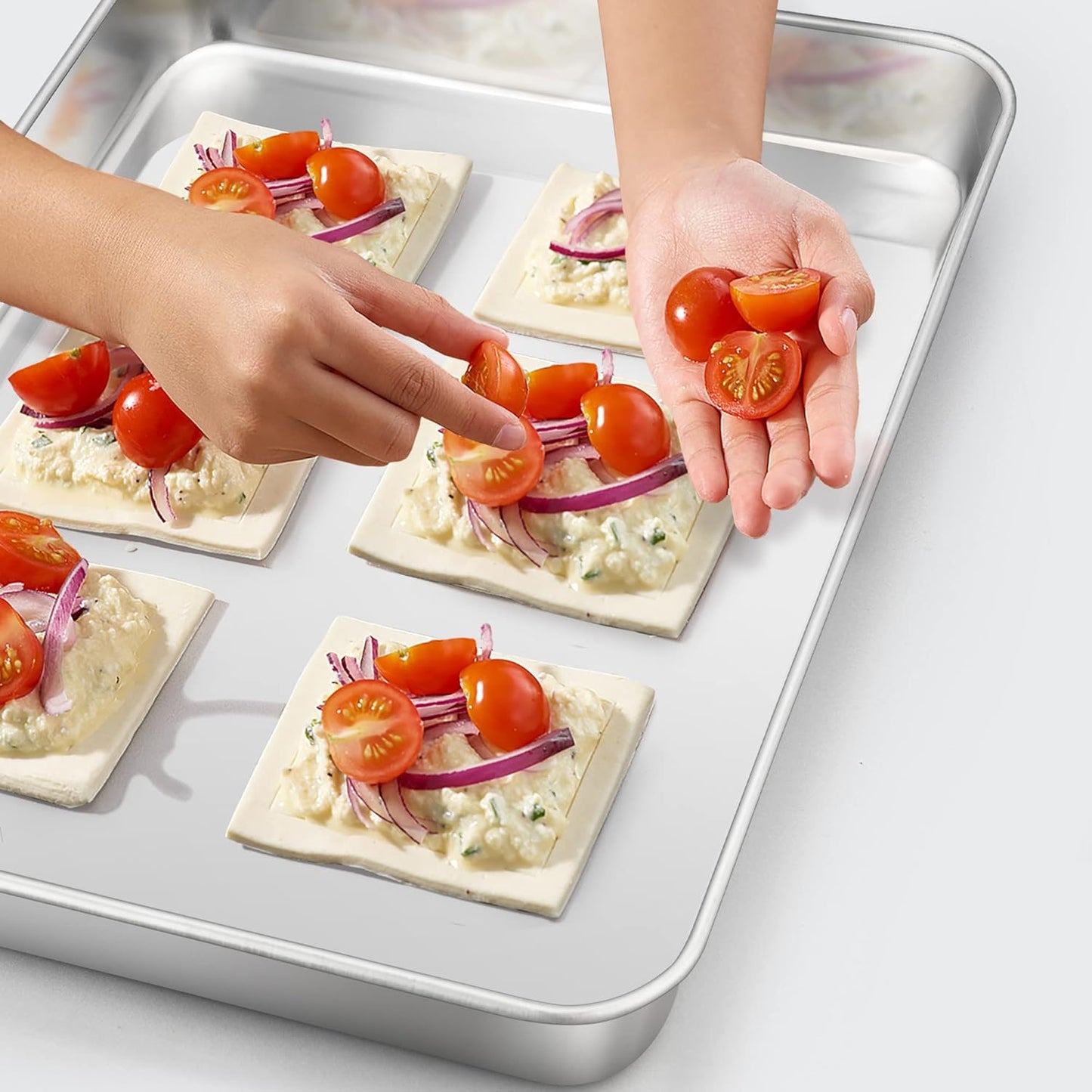 TeamFar Stainless Steel Baking Sheet - Large 17.6” x 13” Cookie Tray | Non-Toxic, Rust-Free & Dishwasher Safe