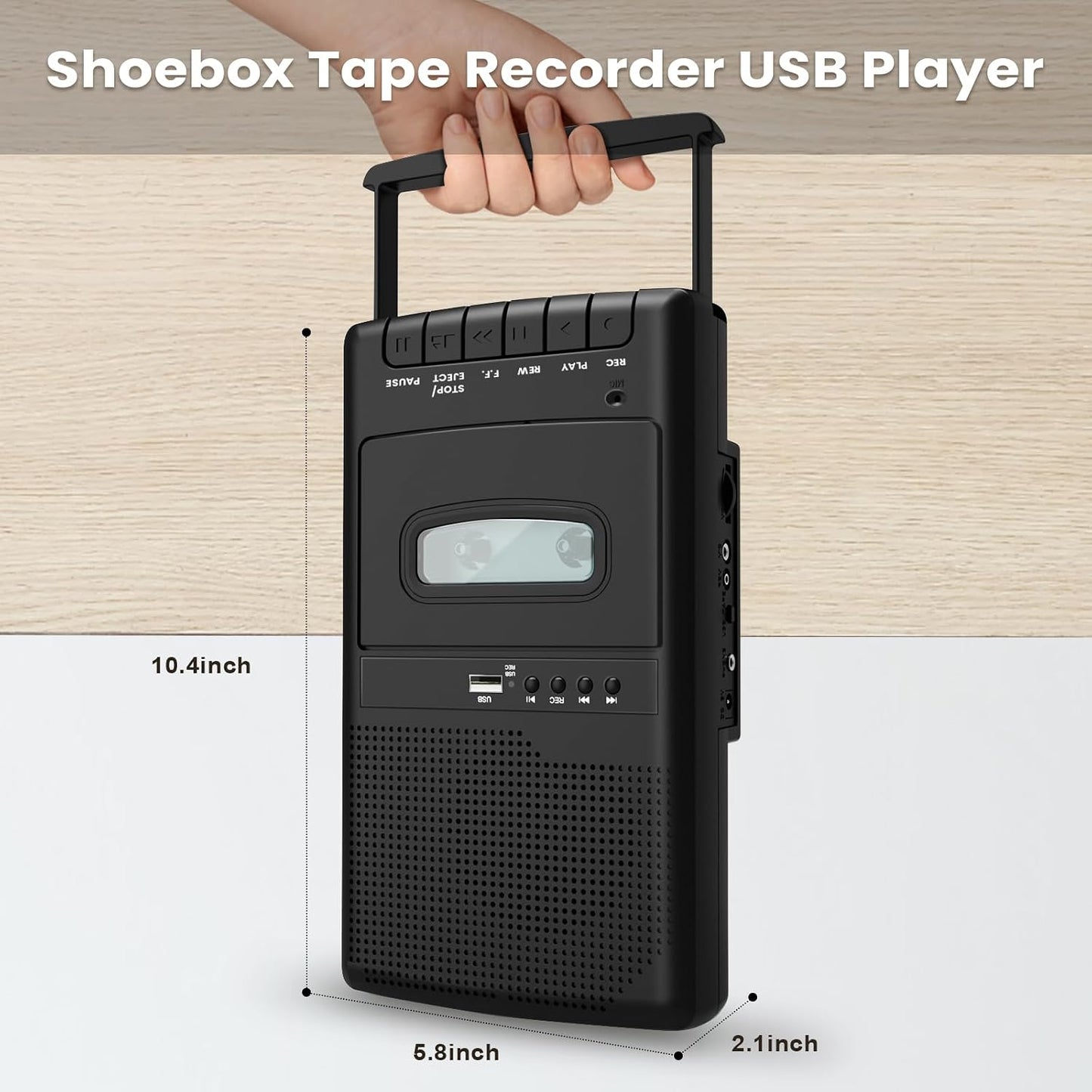 Cassette 3.5MM Cassettes Retro Player & Tape Recorder with Standalone Mircophone, Portable Tape to USB Digital