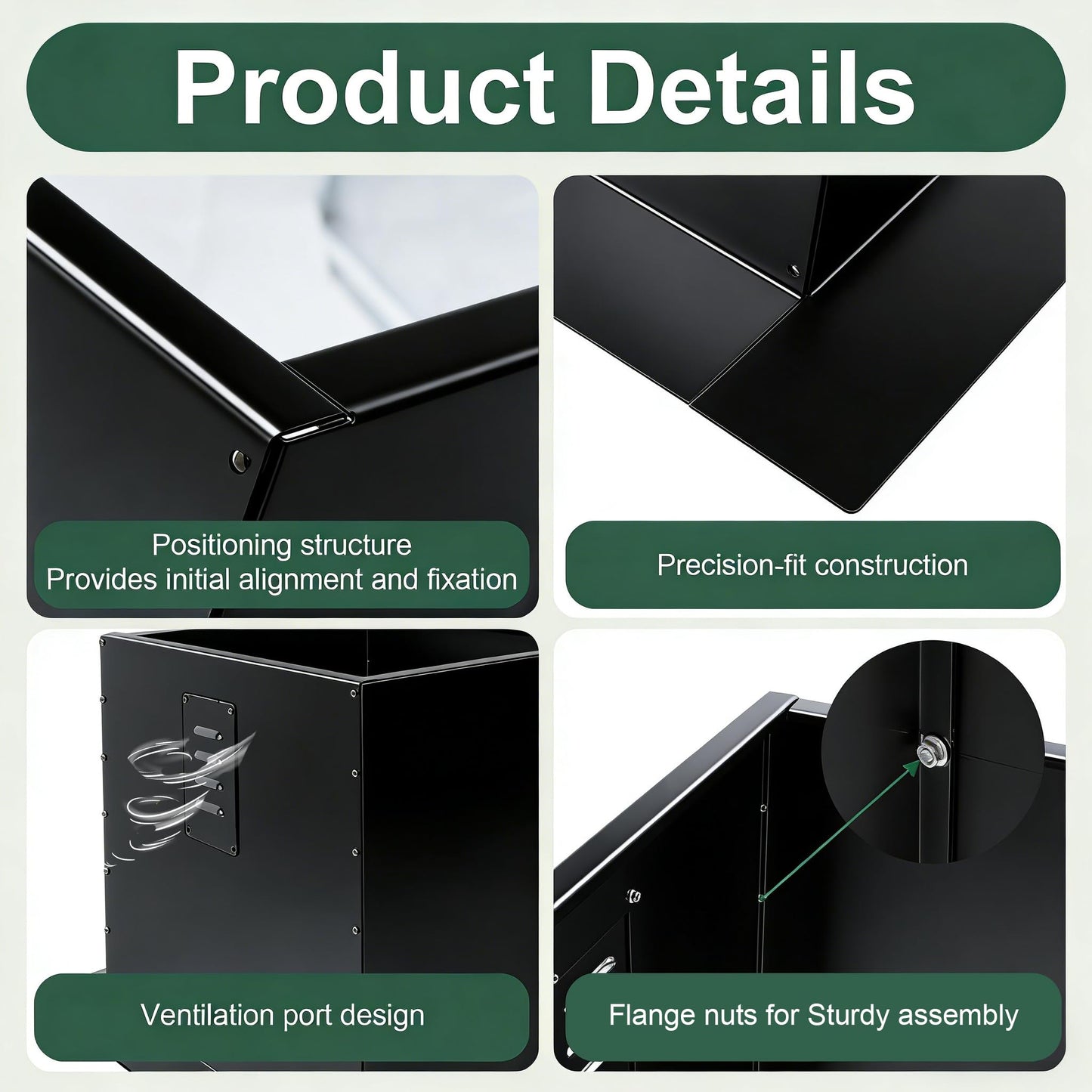 Roof Curb for Exhaust Fan, 19.5" Square x 20" High Flat Roof Curb, 18 Gauge Galvanized Steel, Heavy-duty Support for Roof-mounted Fans, with Vent Slots (Black Galvanized Steel, 19.5" x 19.5" x 20")