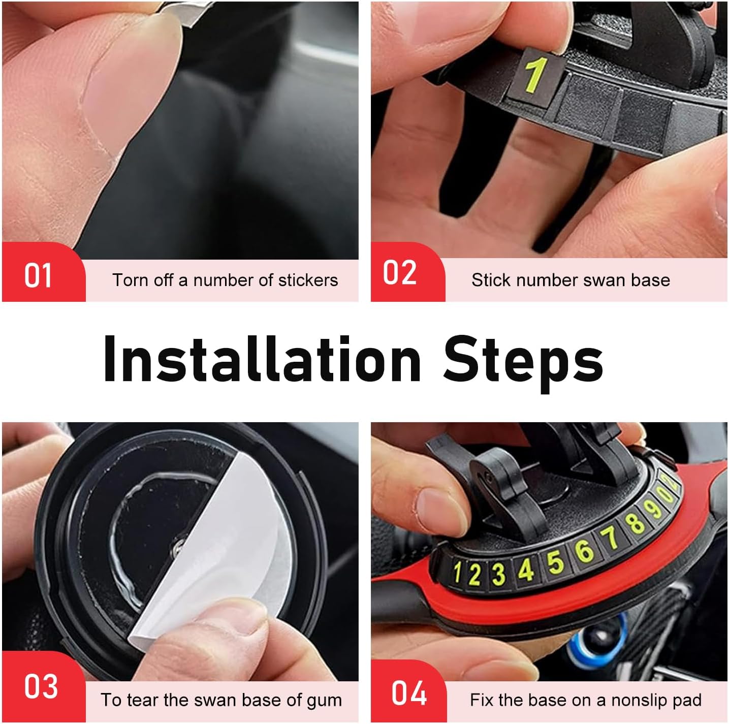 Cuymoap Multifunction Car Anti-slip Mat, Storage Pad & Rotatable Phone Holder & Parking Number Plate, Large Organizer