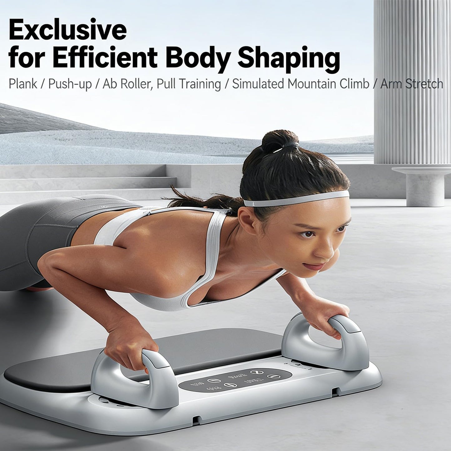 Pilates Board&Push Up Board,6-In-1 Pilates Reformer,Portable Home Gym Kit With Timer,Ab Core Trainer With Handle&Resistance Ropes & Plank Support,Full Body Workout,Pilates Trainer For Women, Beginners