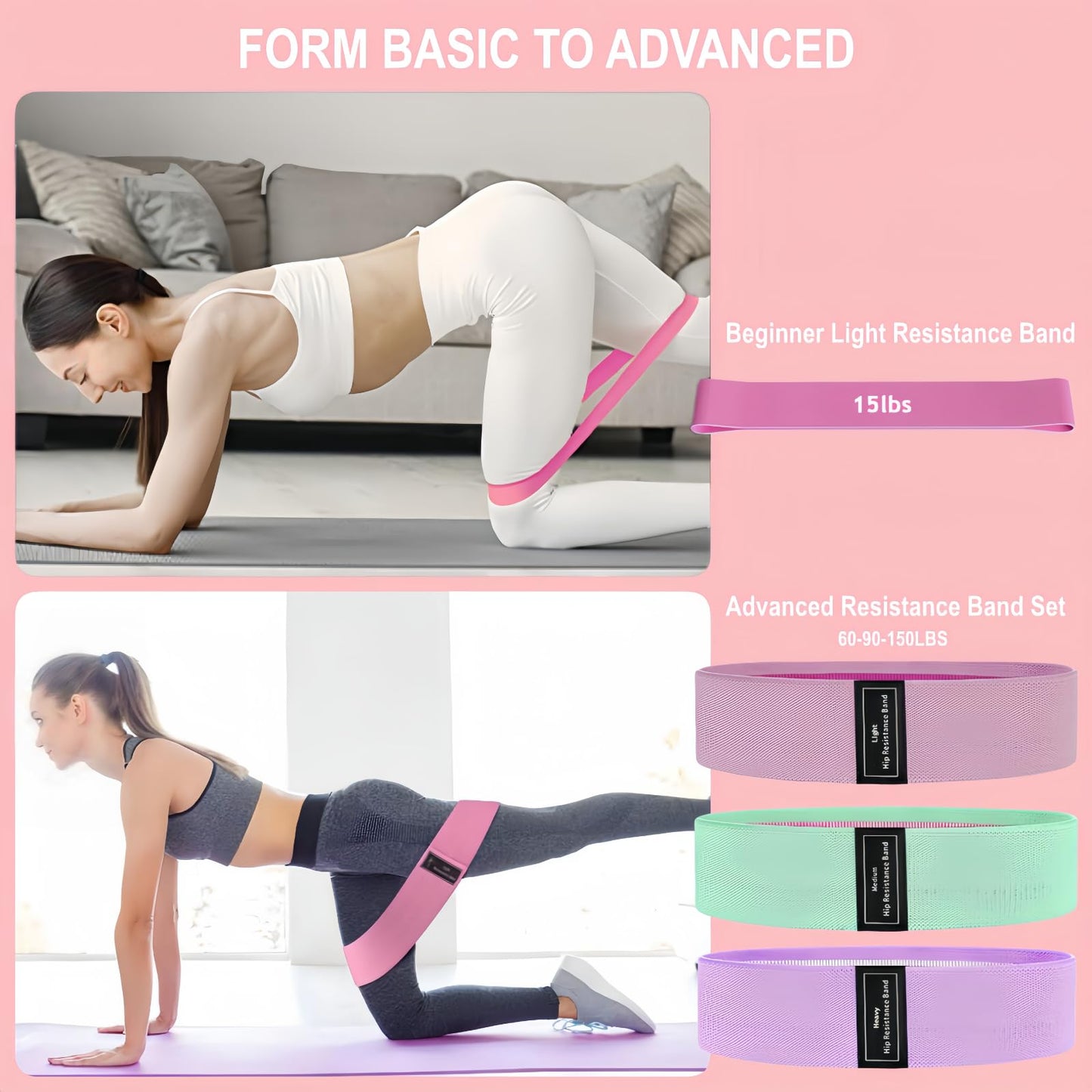 Pilates Equipment, Pilates Kit for Home Workouts, Pilates Essentials Kit for Women, Home Pilates Kit with Pilates Ring and Ball Set, Booty Bands, Figure 8 Resistance Band, Yoga Band (Pink for Mother)