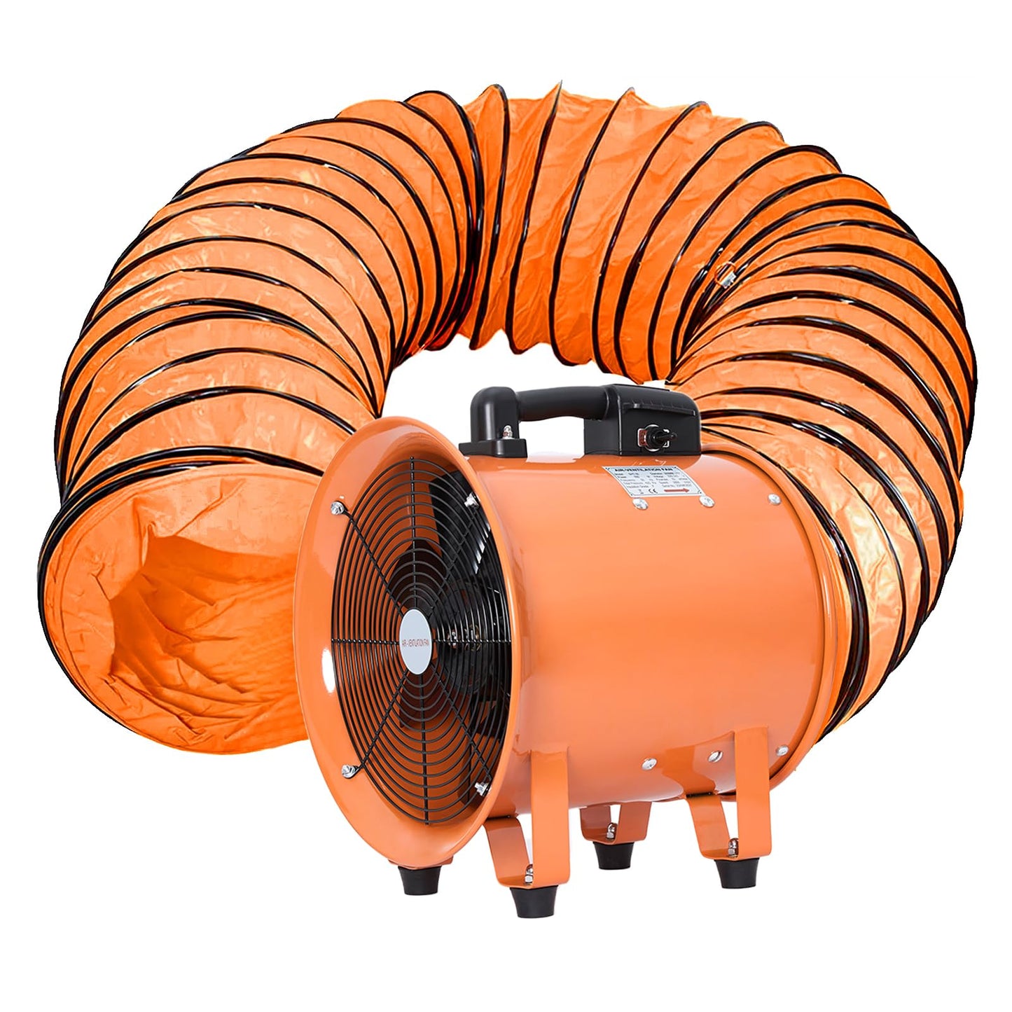 Utility Blower 8 Inch, High Velocity Ventilator With Duct Hose, Low Noise Portable Fan, Fume Extractor for Exhausting & Ventilating at Home and Job Site (8IN Fan+16FT Hose)
