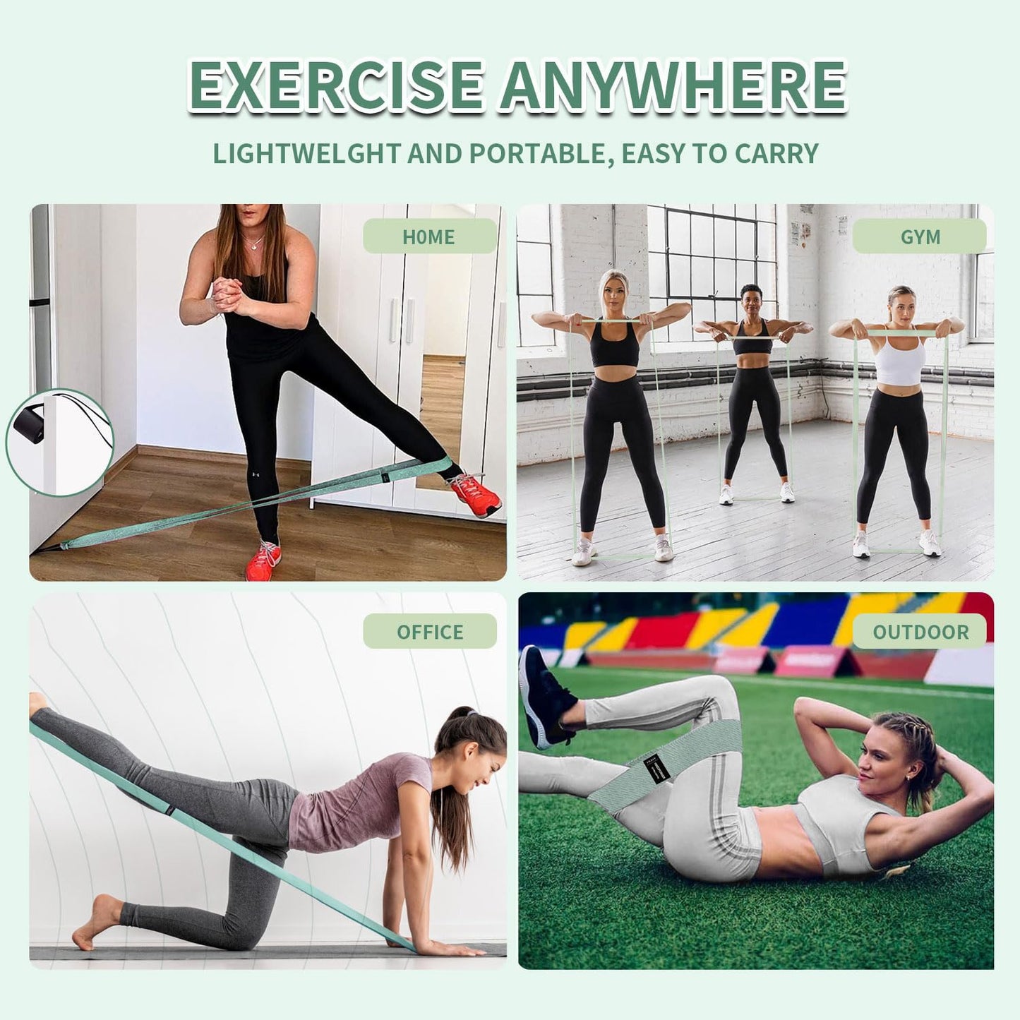 HIMESPORNER 9 PCS Fabric Resistance Bands Set for Working Out, Non-Slip Exercise Booty Bands for Women & Men Leg and Glutes with Hair Ties and Tape Measure - for Home Gym Workout, Yoga, Pilates