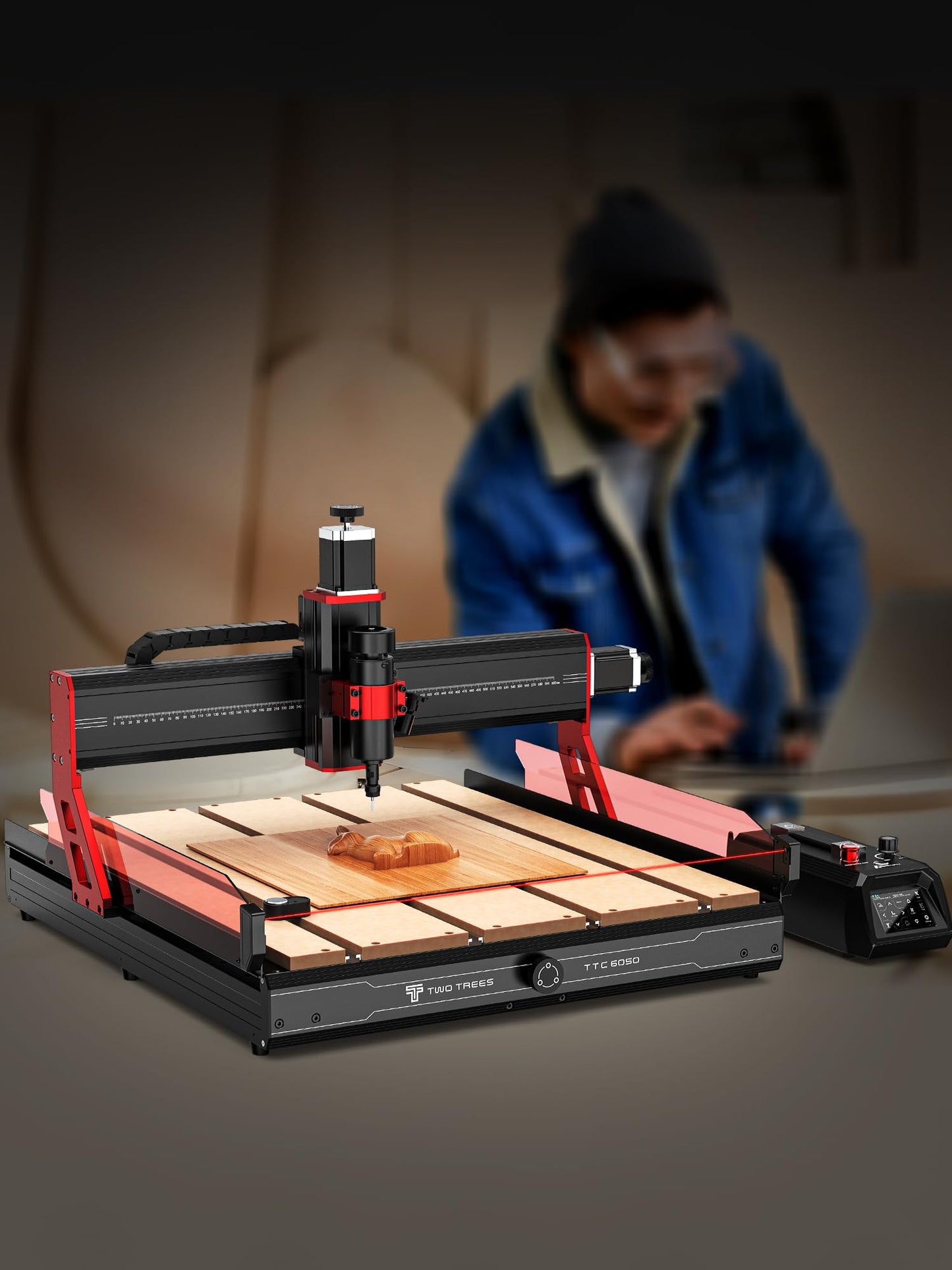 TTC6050 CNC Router Machine, Desktop Engraving Machine 600x500mm Working Area, 500W Spindle, 3-Axis CNC Engraving & Laser Cutting for Wood, Metal, Acry