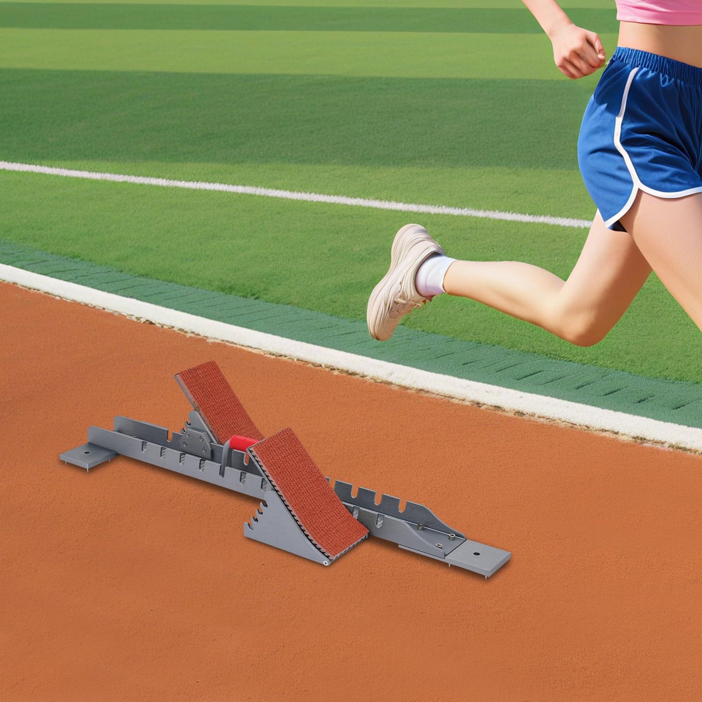 Starting Block, Running Starting Blocks Aluminum Alloy Running Track Blocks Adjustable Multi-Function Lightning Starting Block Sprinter Pedals w/3 Long Nails for Plastic Runway Cinder Track Back