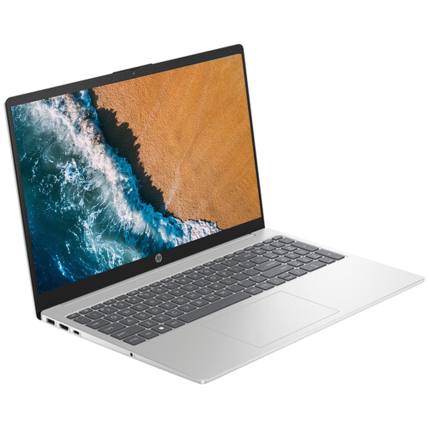 HP 15.6" Portable Laptop, HD Display, Intel Quad-Core N200 Processor, 16GB RAM, 128GB Storage, Wi-Fi 6, Webcam, HDMI, Numeric Keypad, Windows 11 Home, Silver