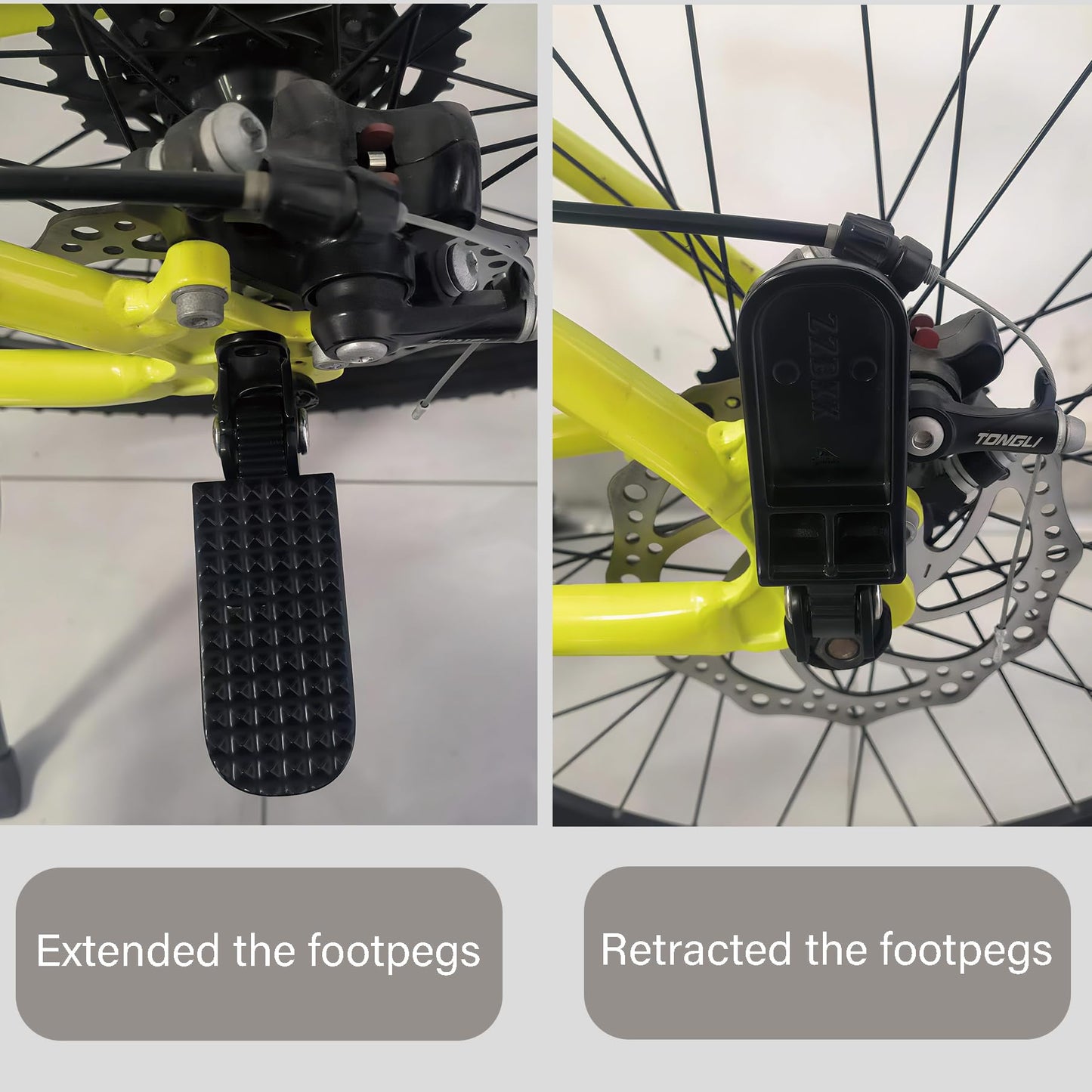2PCS Foldable Bike Pegs – Round Hole Rear Pedals for E-Bike, Mountain Bike & Folding Bicycle – Non-Slip, Durable & Space-Saving (Black)