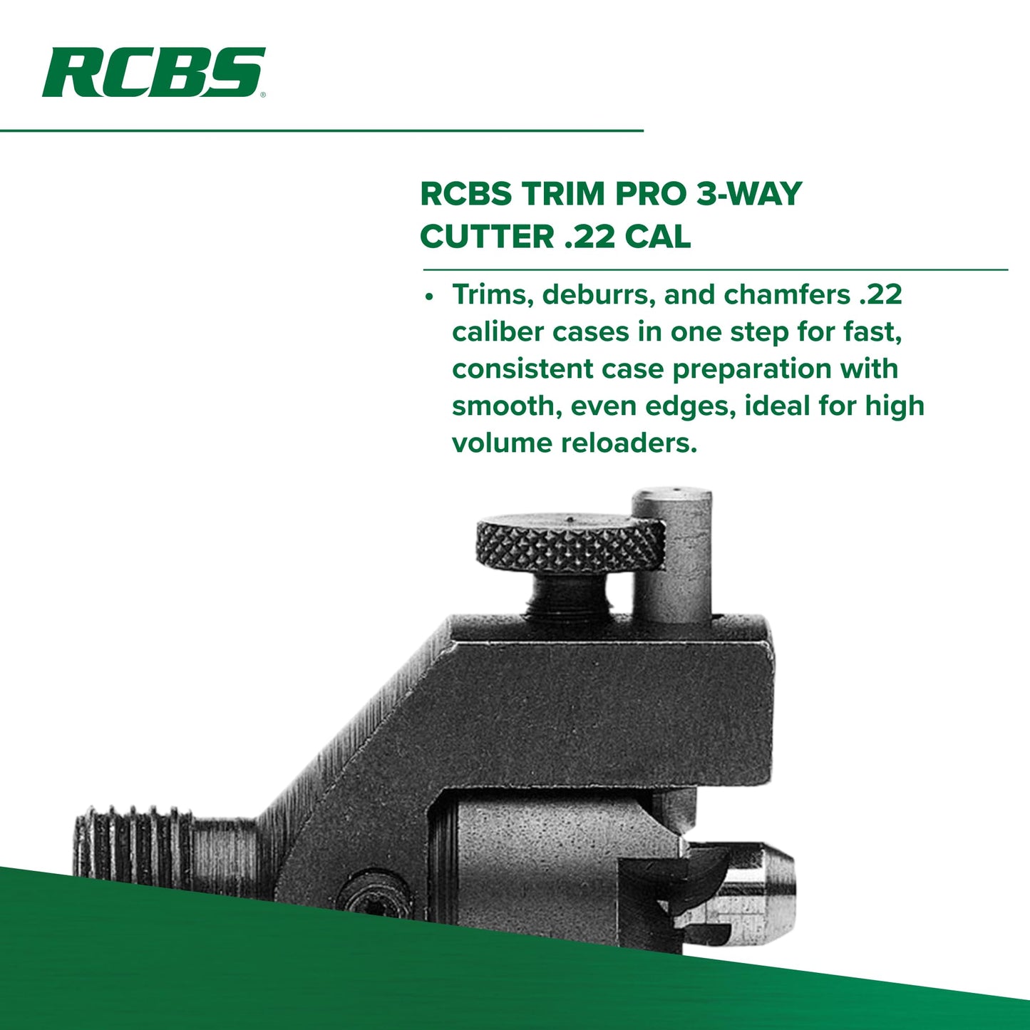 RCBS Trim Pro 3-Way Cutter .22 Cal, Case Trimmer with Chamfering and Deburring for .22 Caliber Cases