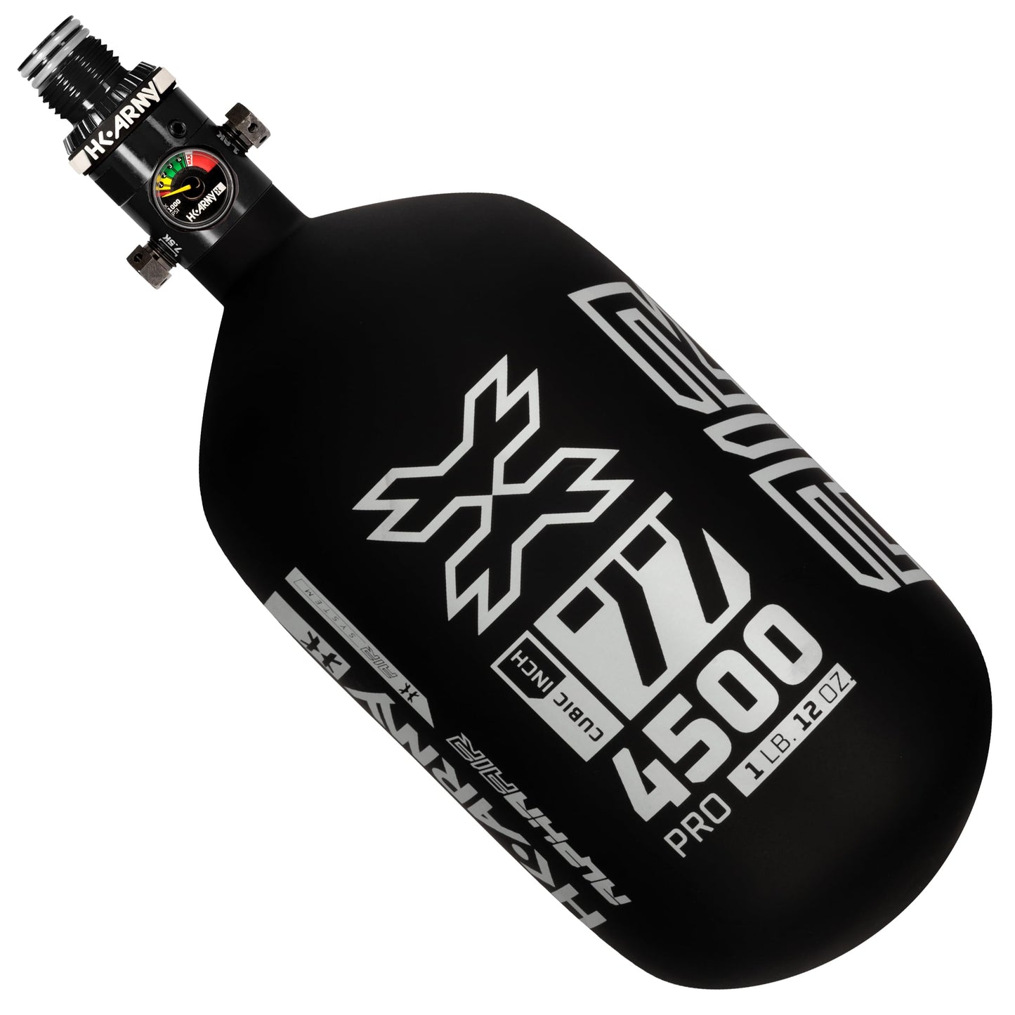HK Army HPA Paintball Tank - Lightweight Alpha Air Carbon Fiber Compressed Air Tank - HP8 Reg 4500 psi (77ci - Shadow Black White, 77ci)