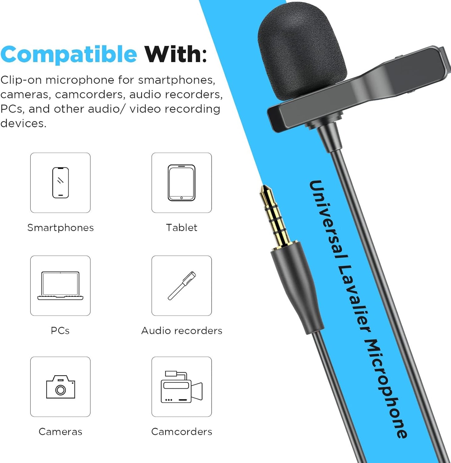 BOYA BY-M1S Professional Lavalier Lapel Microphone Omnidirectional Condenser Mic for iPhone Android Smartphone DSLR