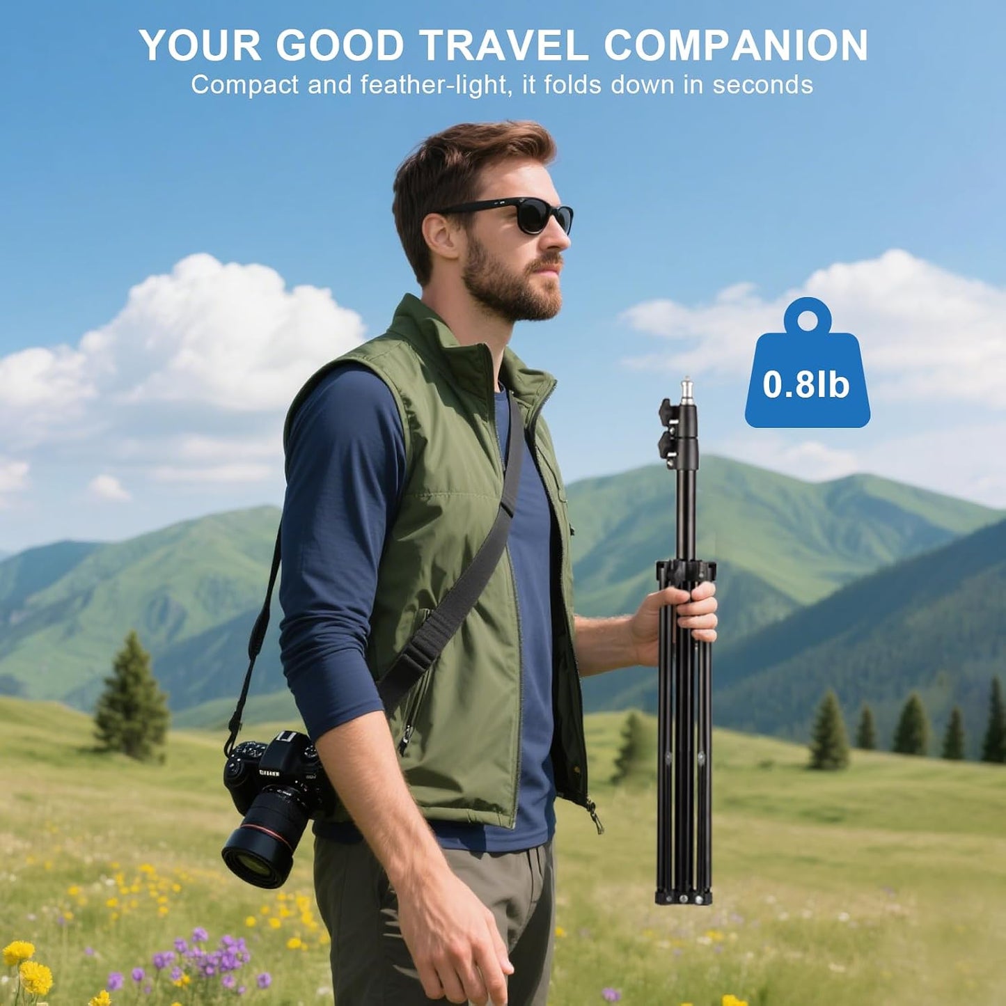 ClarVise (Black,22"-63") Professional Tripod Stand, Mini Projector Tripod,Adjustable Height Light Stand for Ring