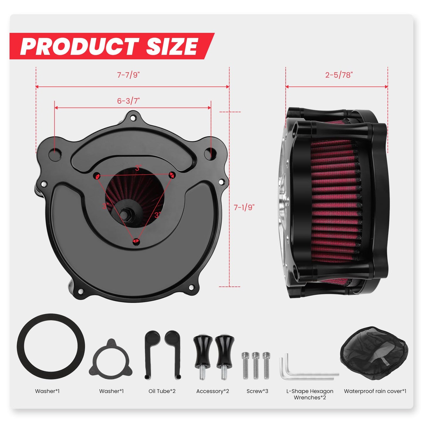 kekykm Twin Cam Air Filter Cleaner Intake Filter Saddlebag Guard Crash Bar Bracket for Harley Touring 2009-2016 Street Glide Road Glide Road King Electra Glide