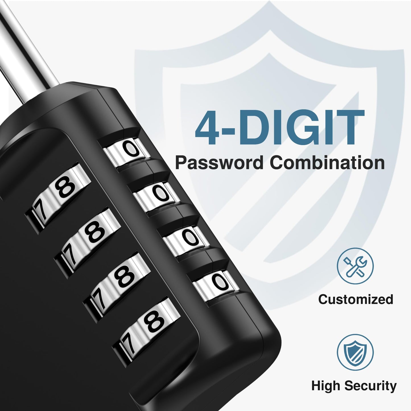 Puroma Combination Lock 10 Pack 4 Digit Waterproof Locker Locks Secure Outdoor Padlock for Gym Lockers, Toolboxes, Gates, Fences, Storage, Sports Locker, Cabinets (Black)
