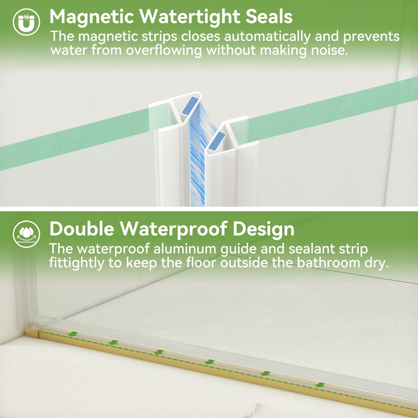 Bathlink 43-44" W x 76" H Frameless Pivot Shower Door, Pivot Swing Shower Door with Clear Tempered Glass 5/16"(8mm), Reversible, Brushed Gold Finish, Magnetic Closing